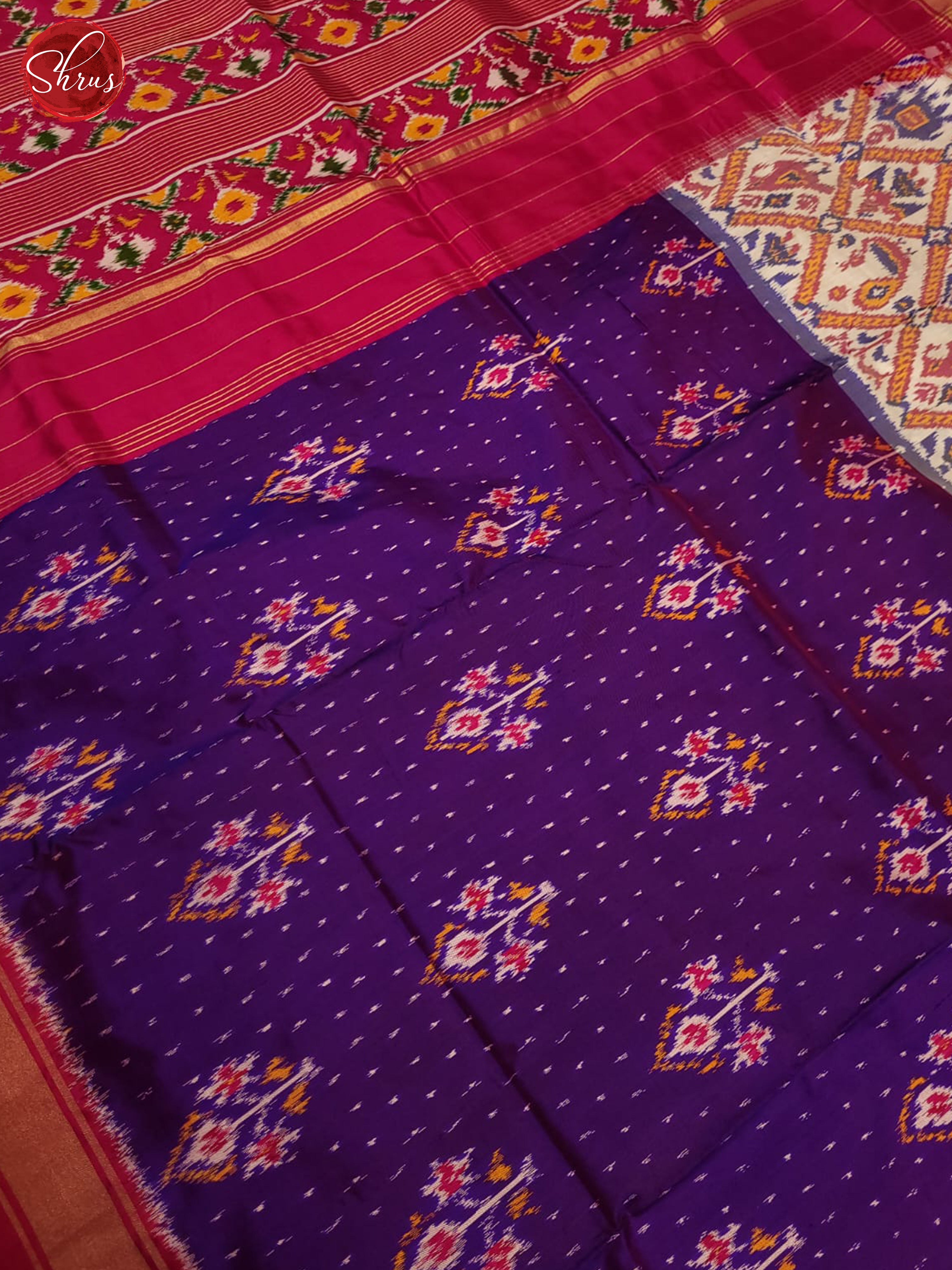 violet and pink- Ikkat Silk Saree - Shop on ShrusEternity.com