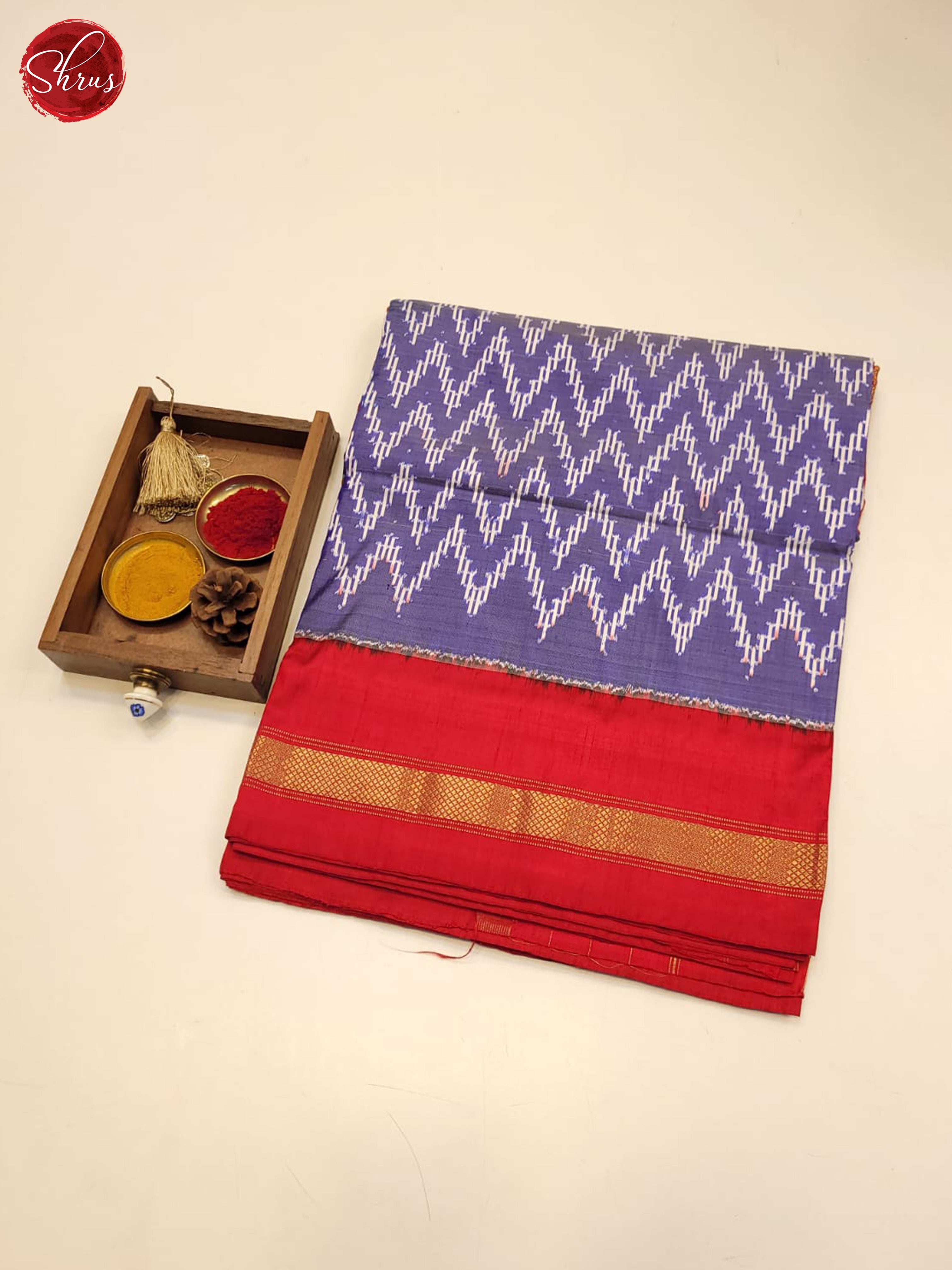 Blue and Red- Ikkat Silk Saree - Shop on ShrusEternity.com