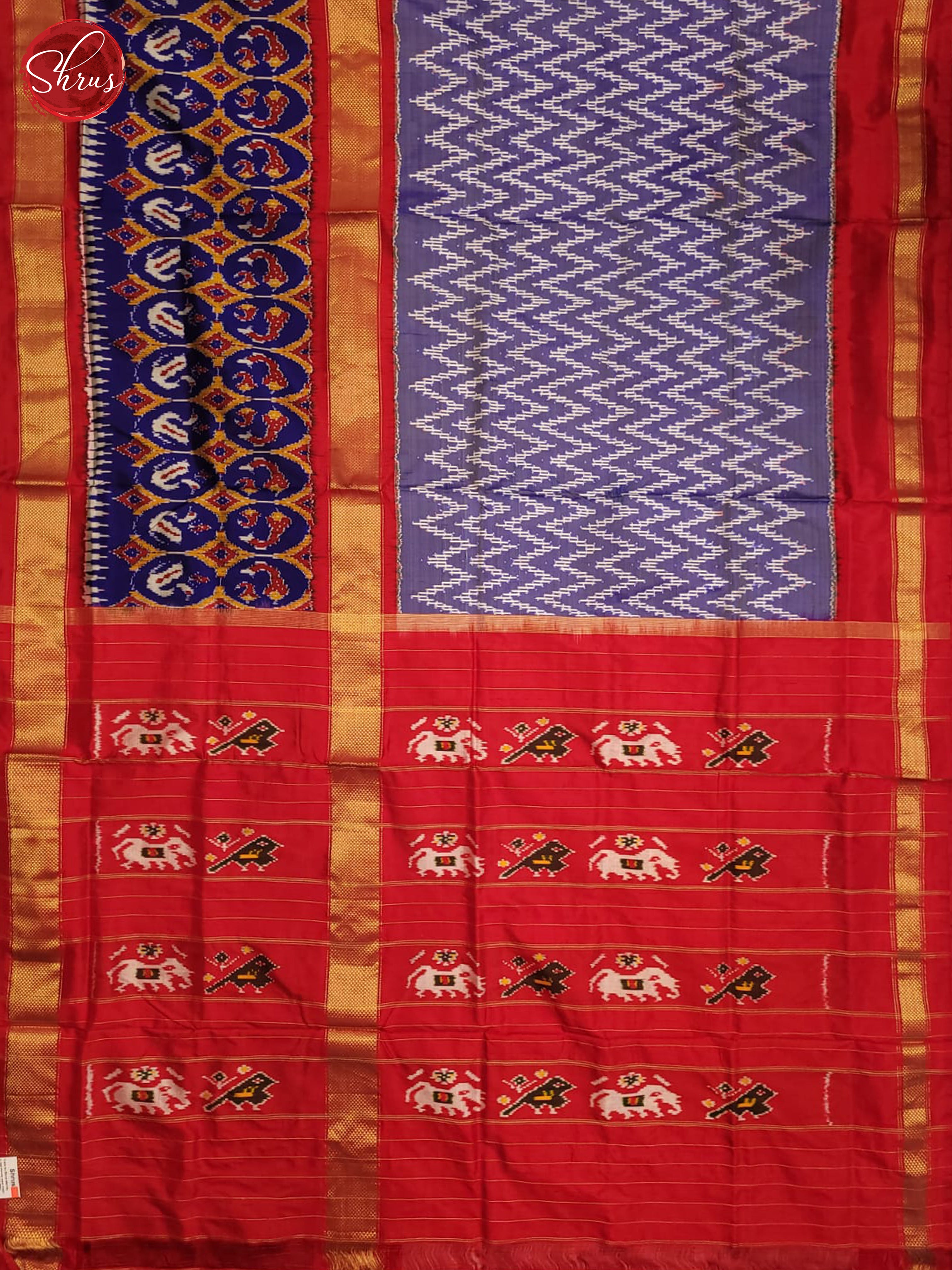 Blue and Red- Ikkat Silk Saree - Shop on ShrusEternity.com