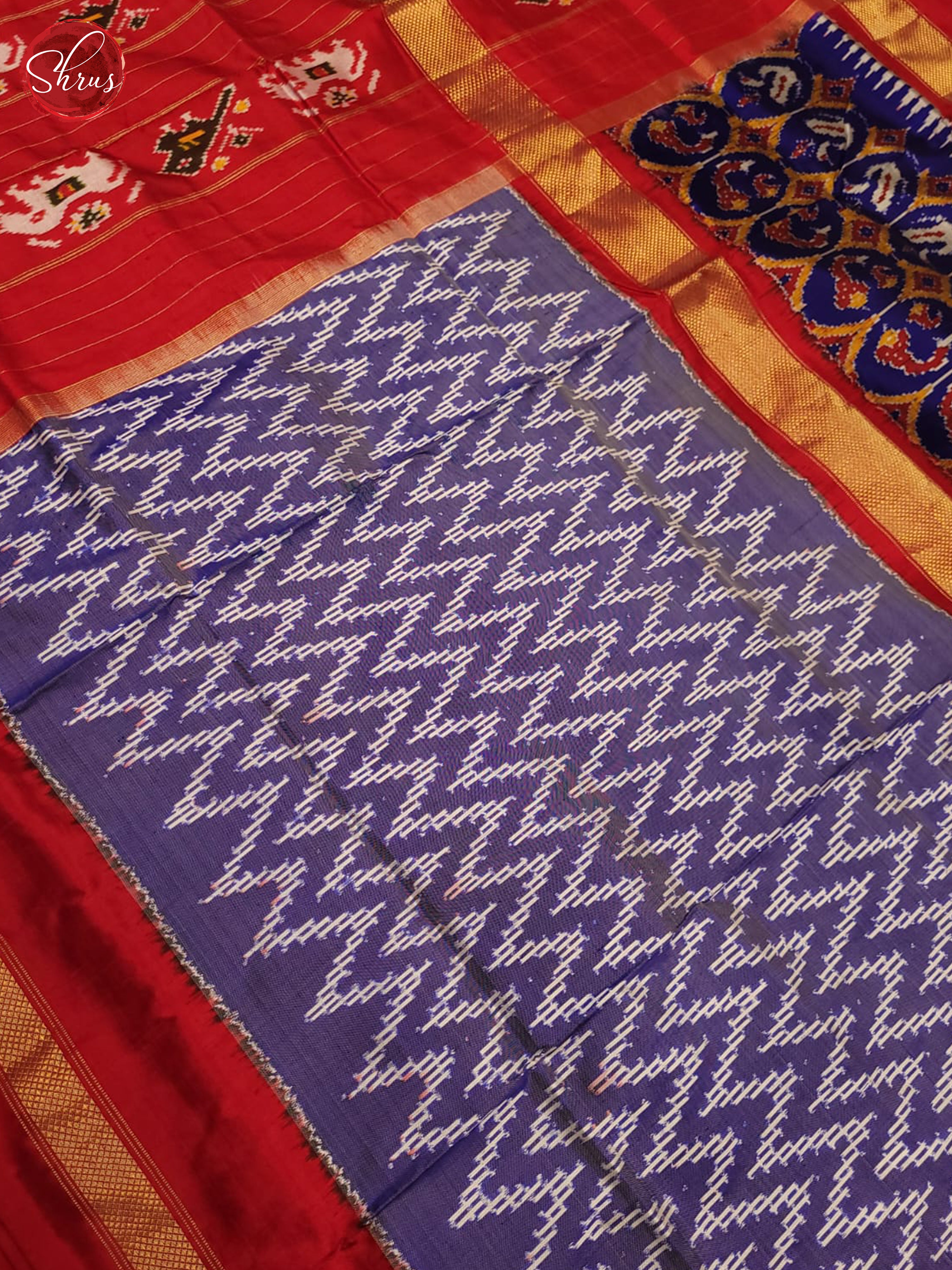 Blue and Red- Ikkat Silk Saree - Shop on ShrusEternity.com