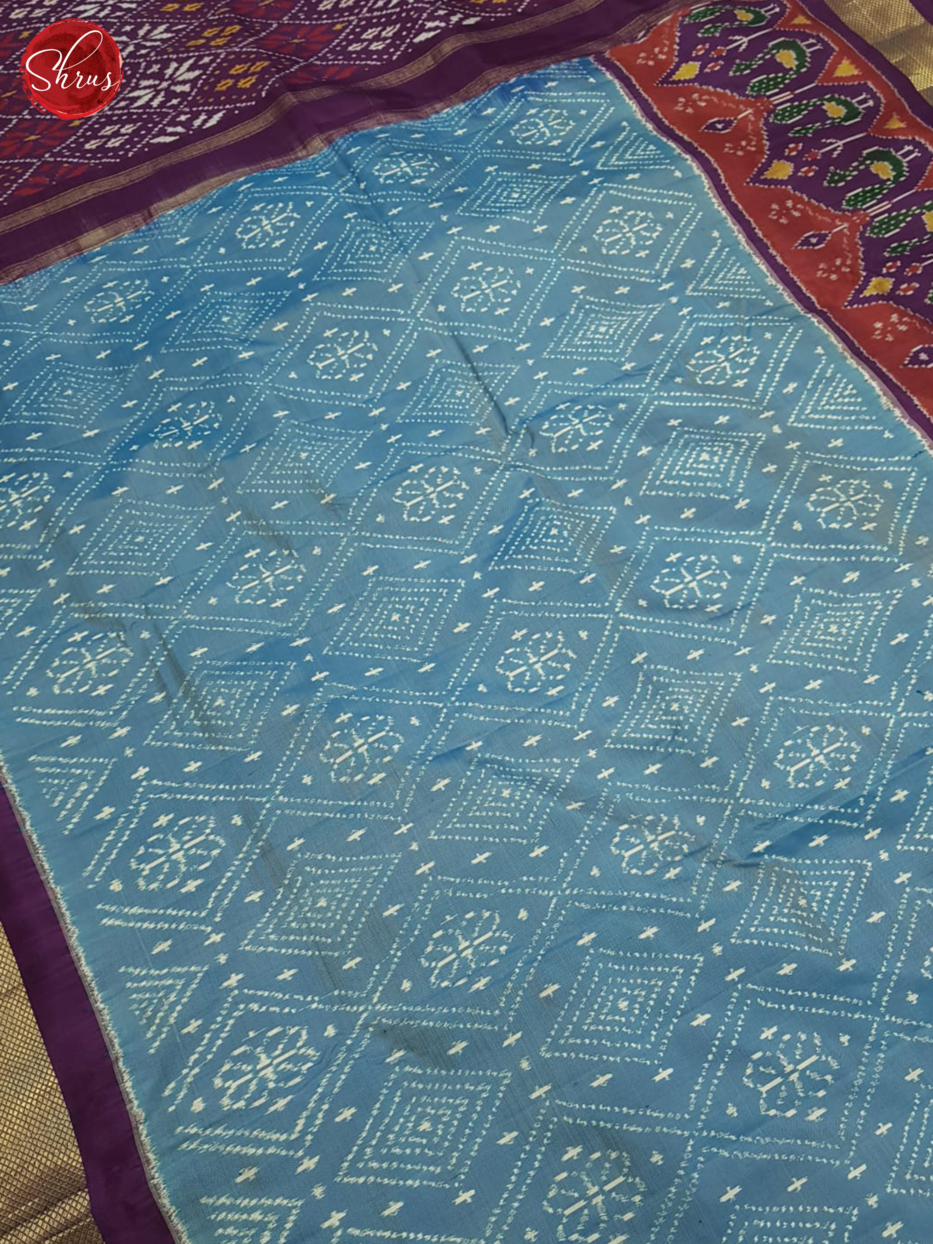 Blue & Purple - Ikkat Silk Saree - Shop on ShrusEternity.com