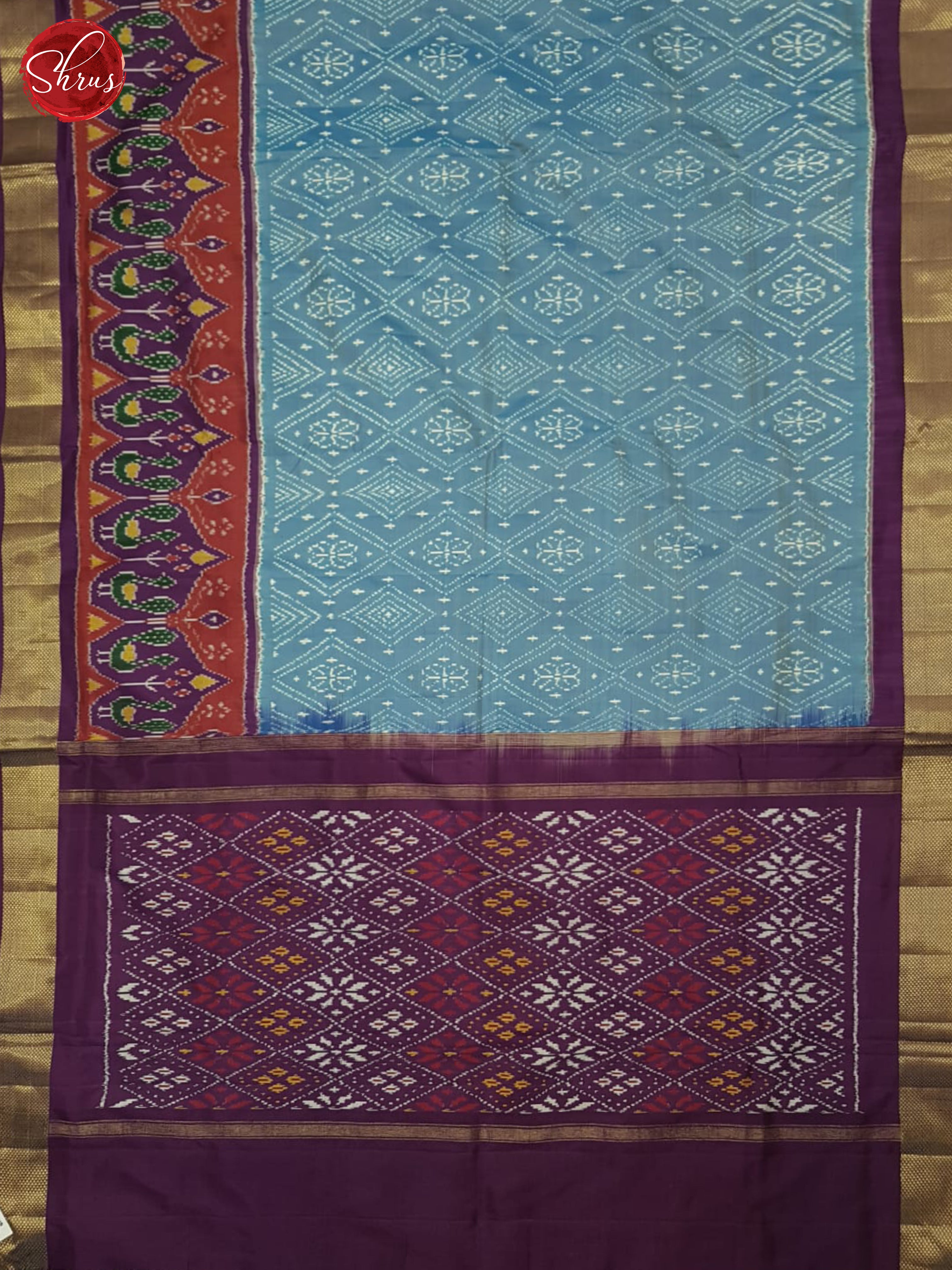 Blue & Purple - Ikkat Silk Saree - Shop on ShrusEternity.com