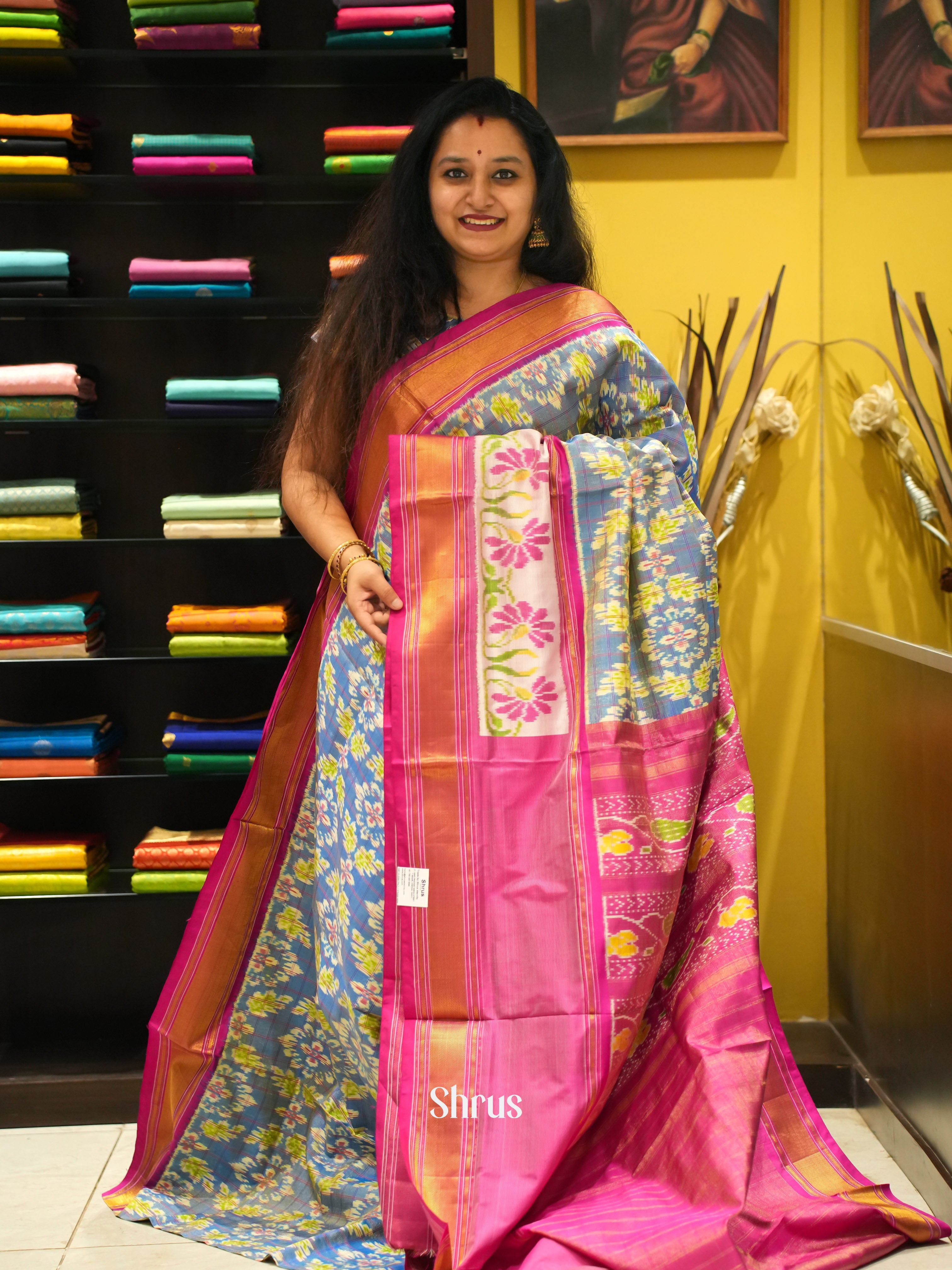 Violet & Pink - Ikkat Silk Saree - Shop on ShrusEternity.com
