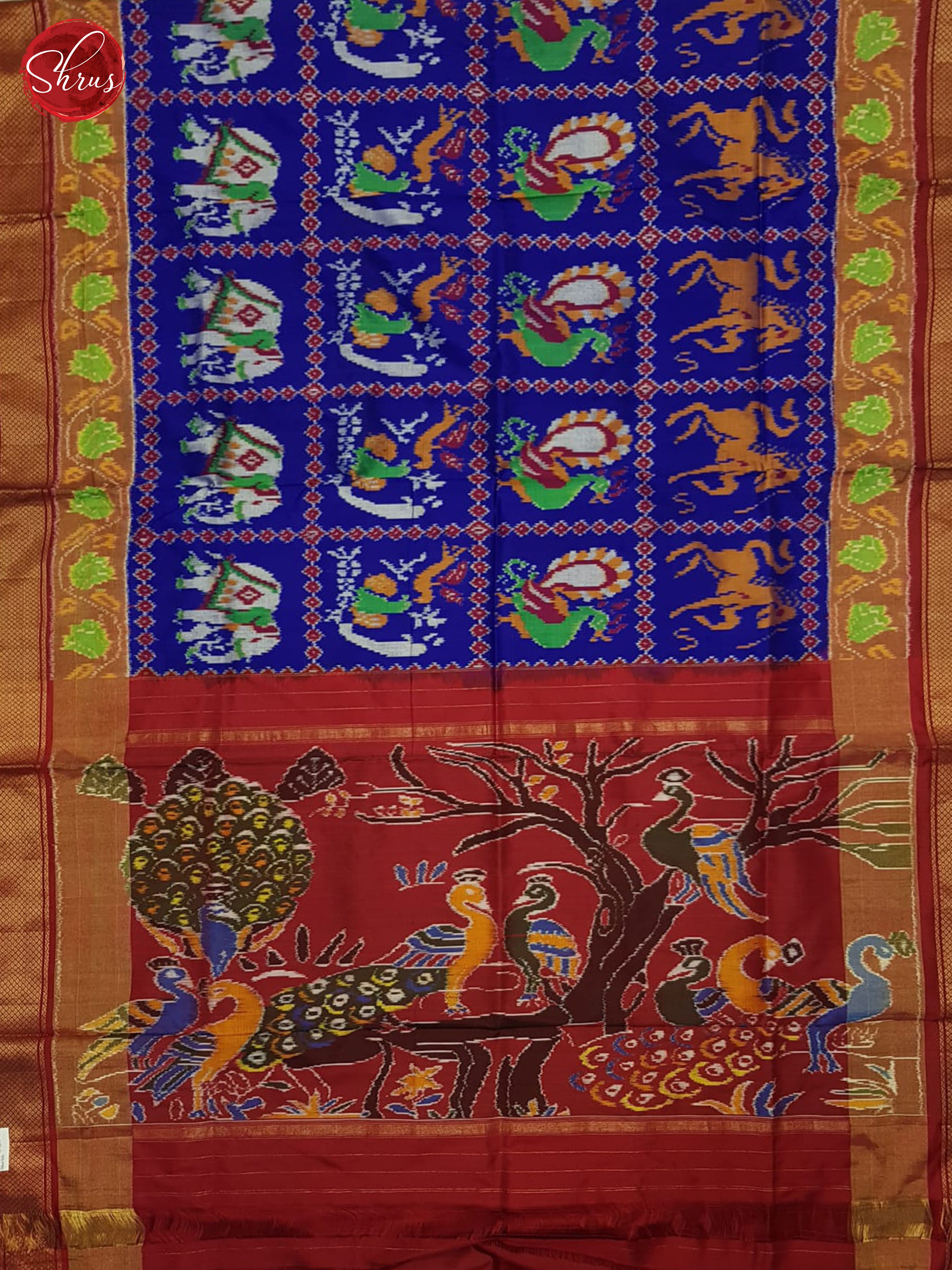 Blue & Red - Ikkat Silk Saree - Shop on ShrusEternity.com