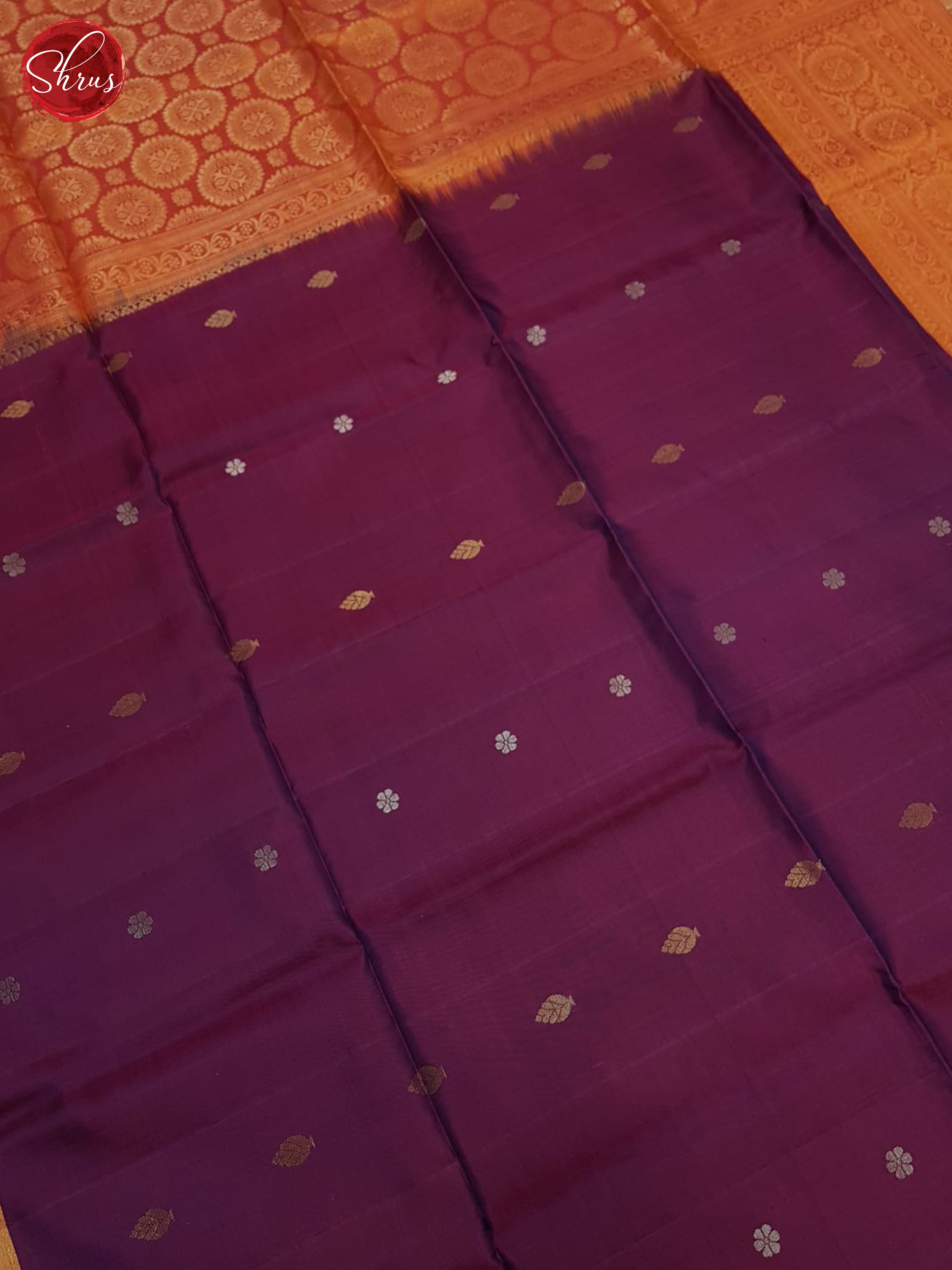 Wine & Orange - Soft Silk Saree - Shop on ShrusEternity.com