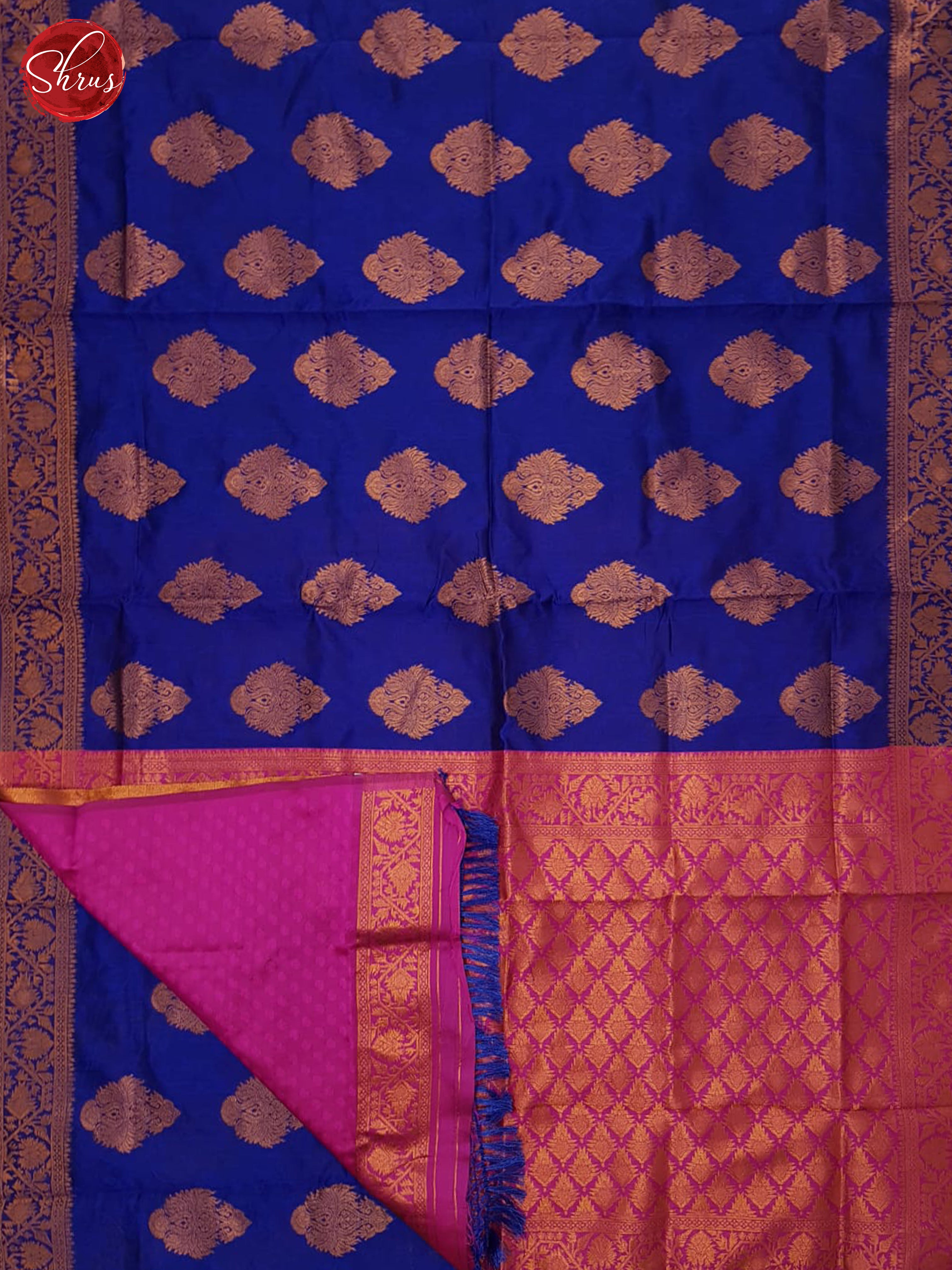 Blue & Pink- Semi Softsilk Saree - Shop on ShrusEternity.com