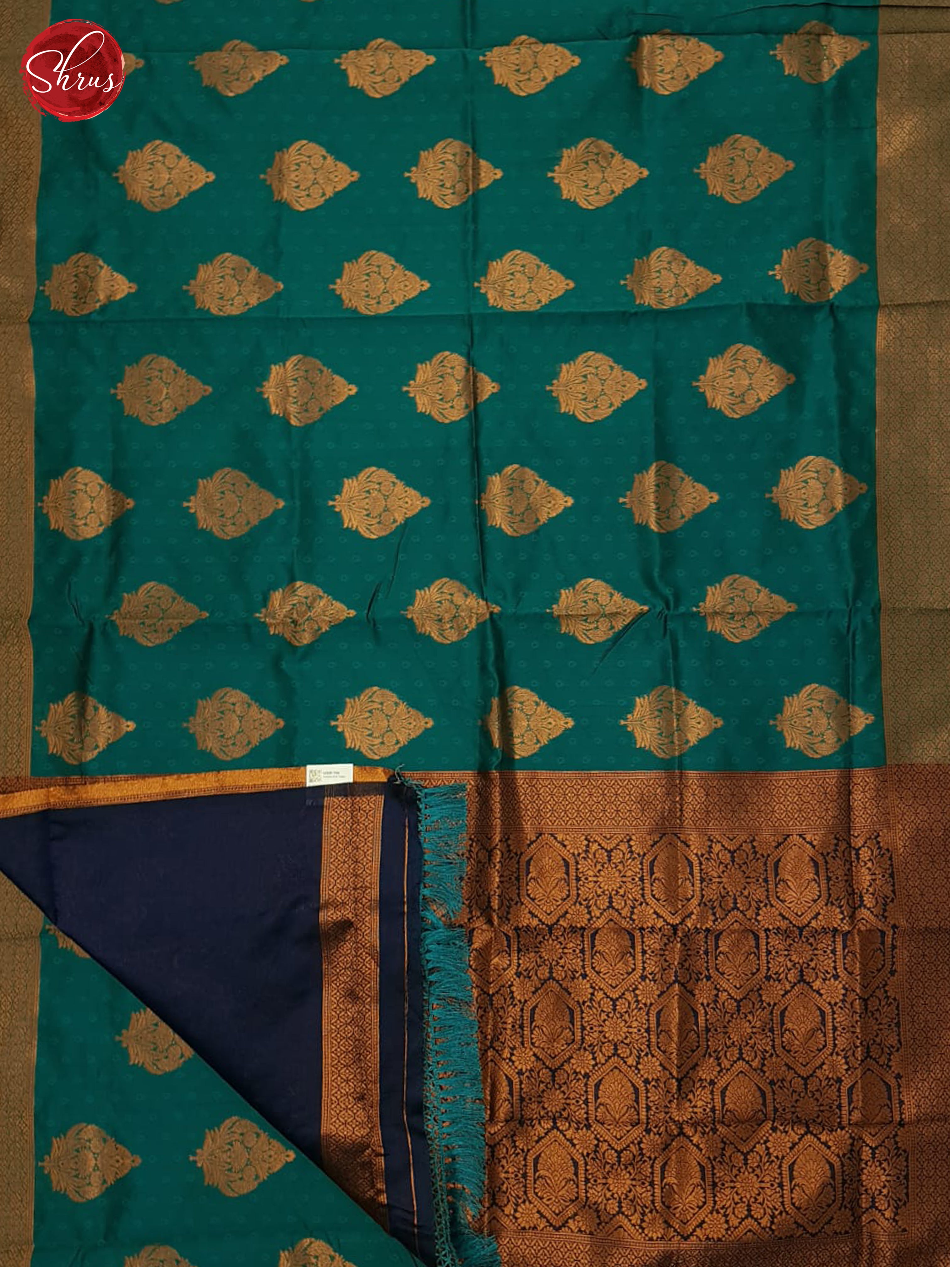 Blue annd Navy Blue - Semi Softsilk Saree - Shop on ShrusEternity.com