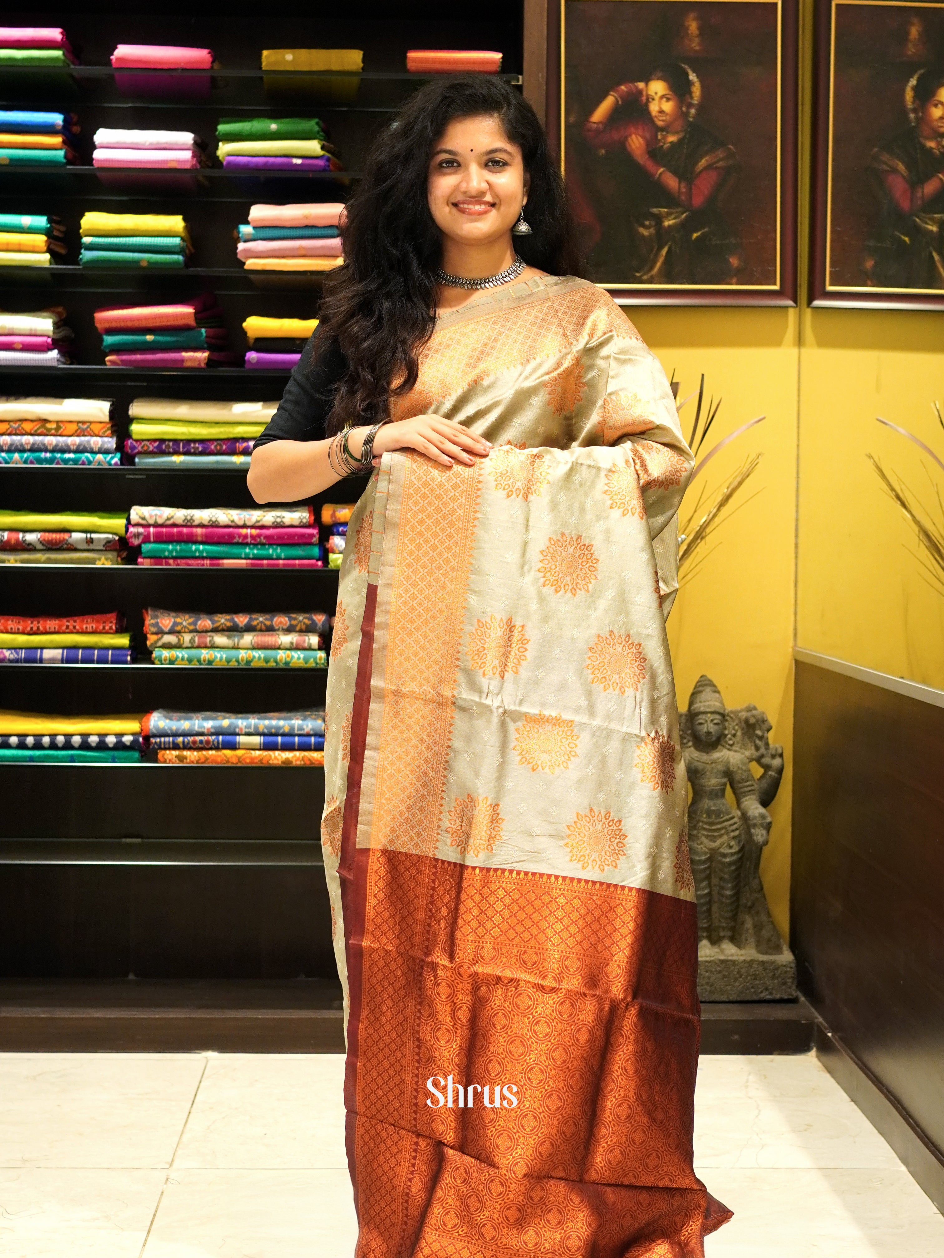 grey and maroon- Semi Soft Silk Saree - Shop on ShrusEternity.com
