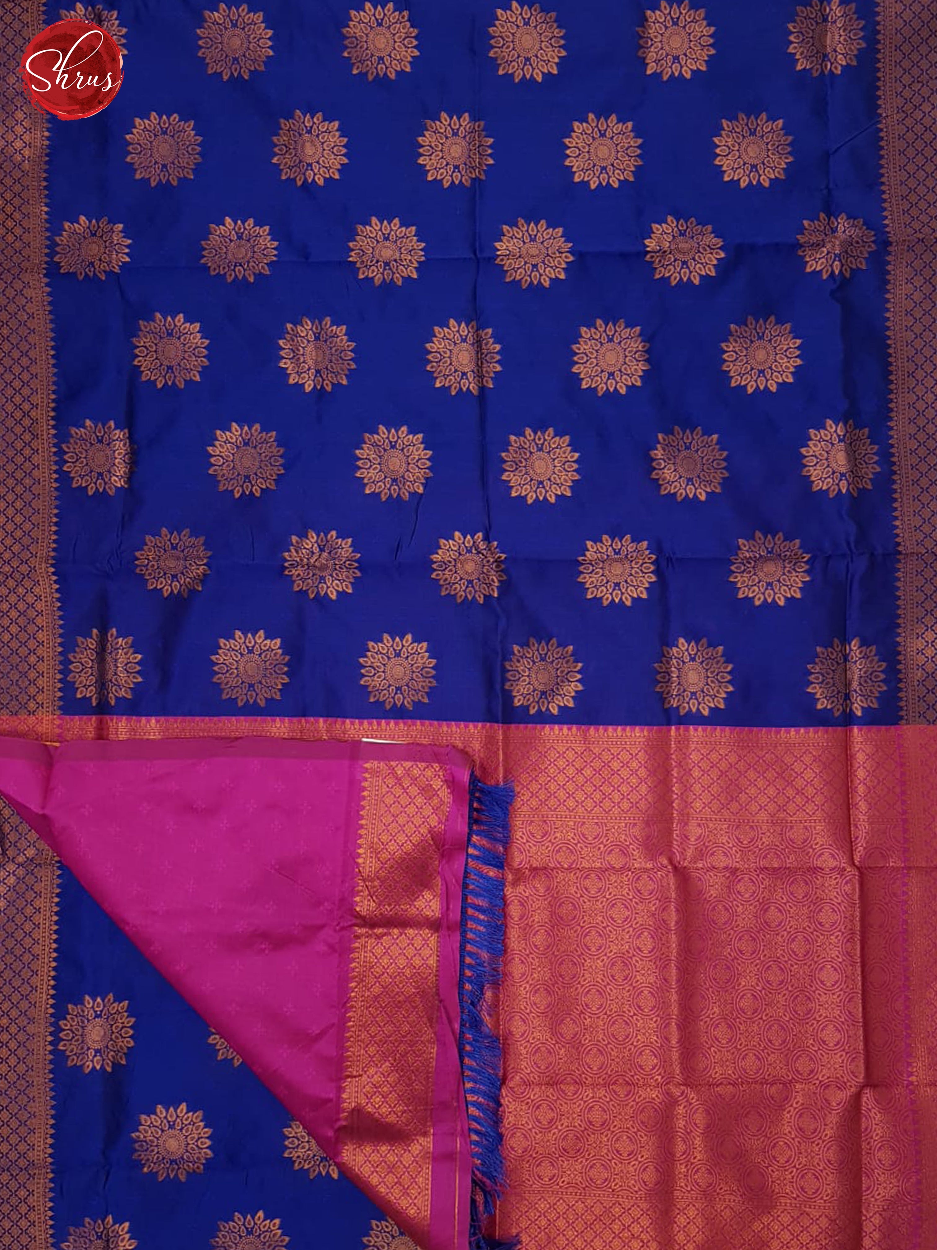 Blue & Pink - Semi Softsilk Saree - Shop on ShrusEternity.com