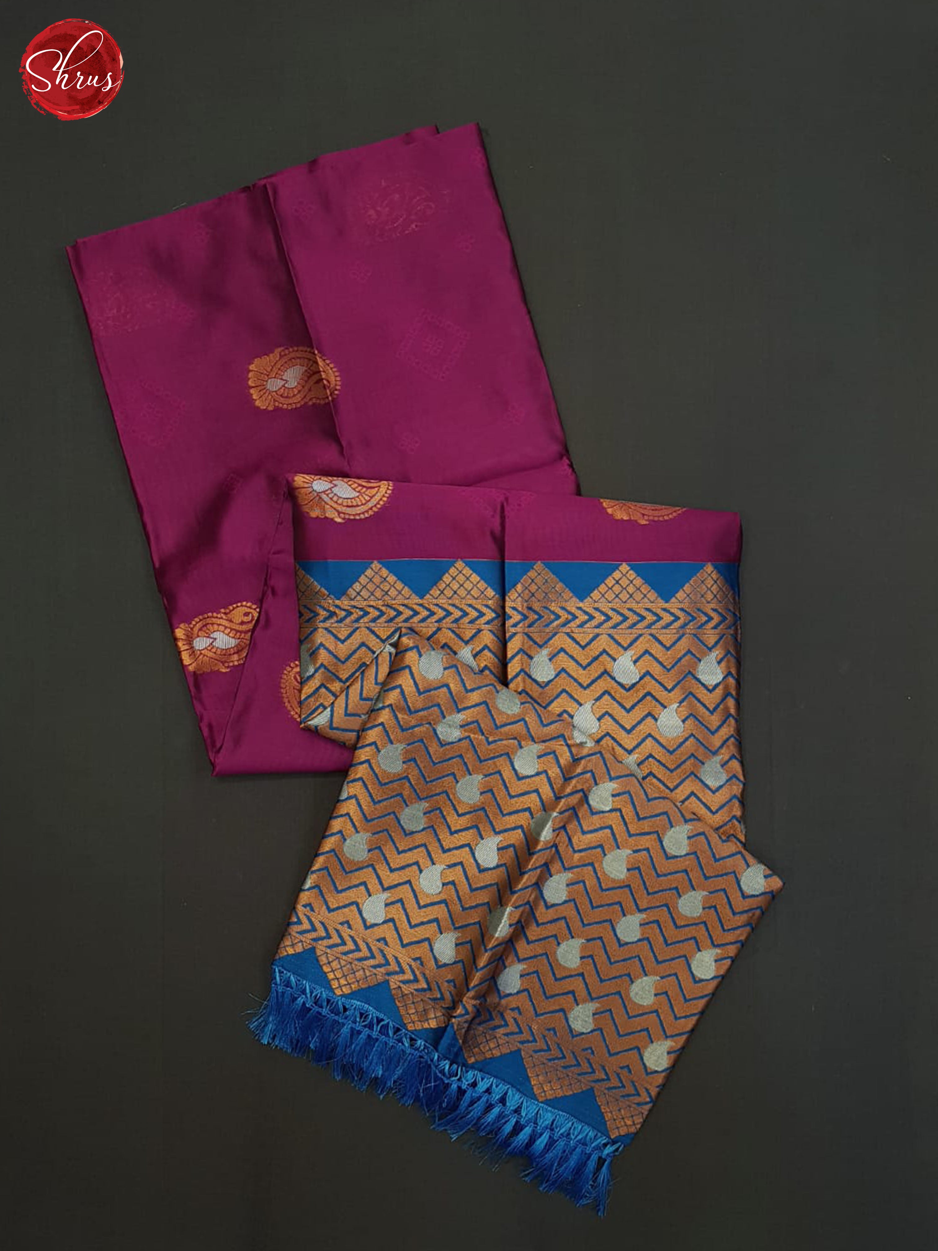 Majenta Pink And Blue-Semi soft silk saree - Shop on ShrusEternity.com