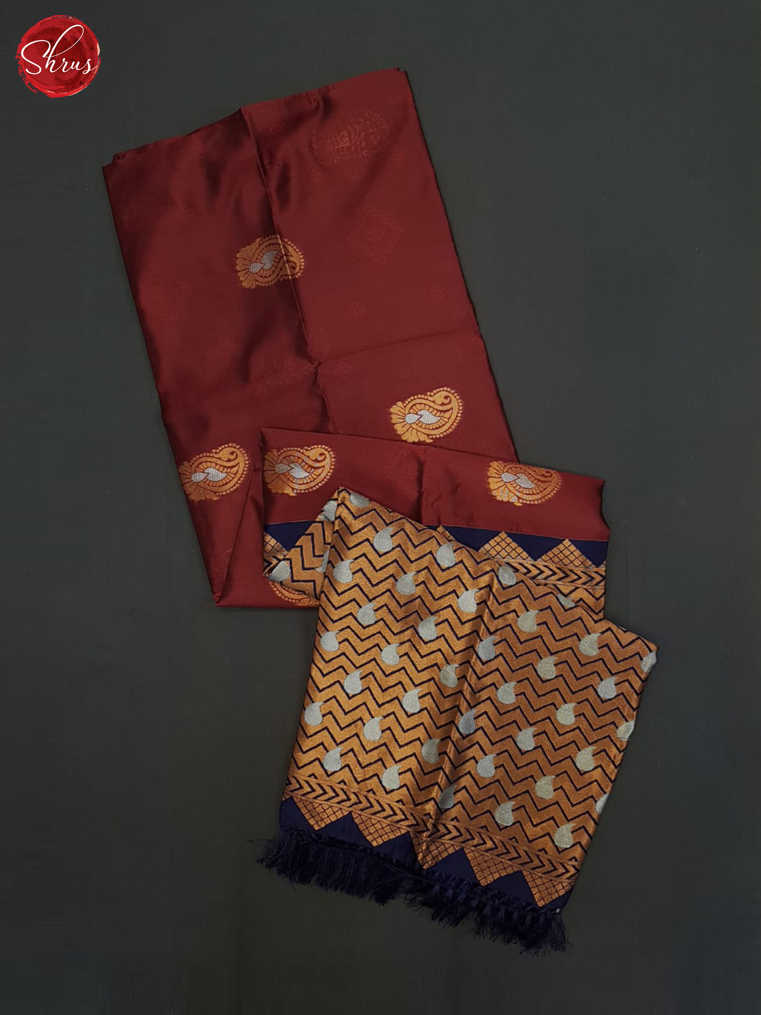 Arakku Maroon And Blue-Semi soft silk saree - Shop on ShrusEternity.com