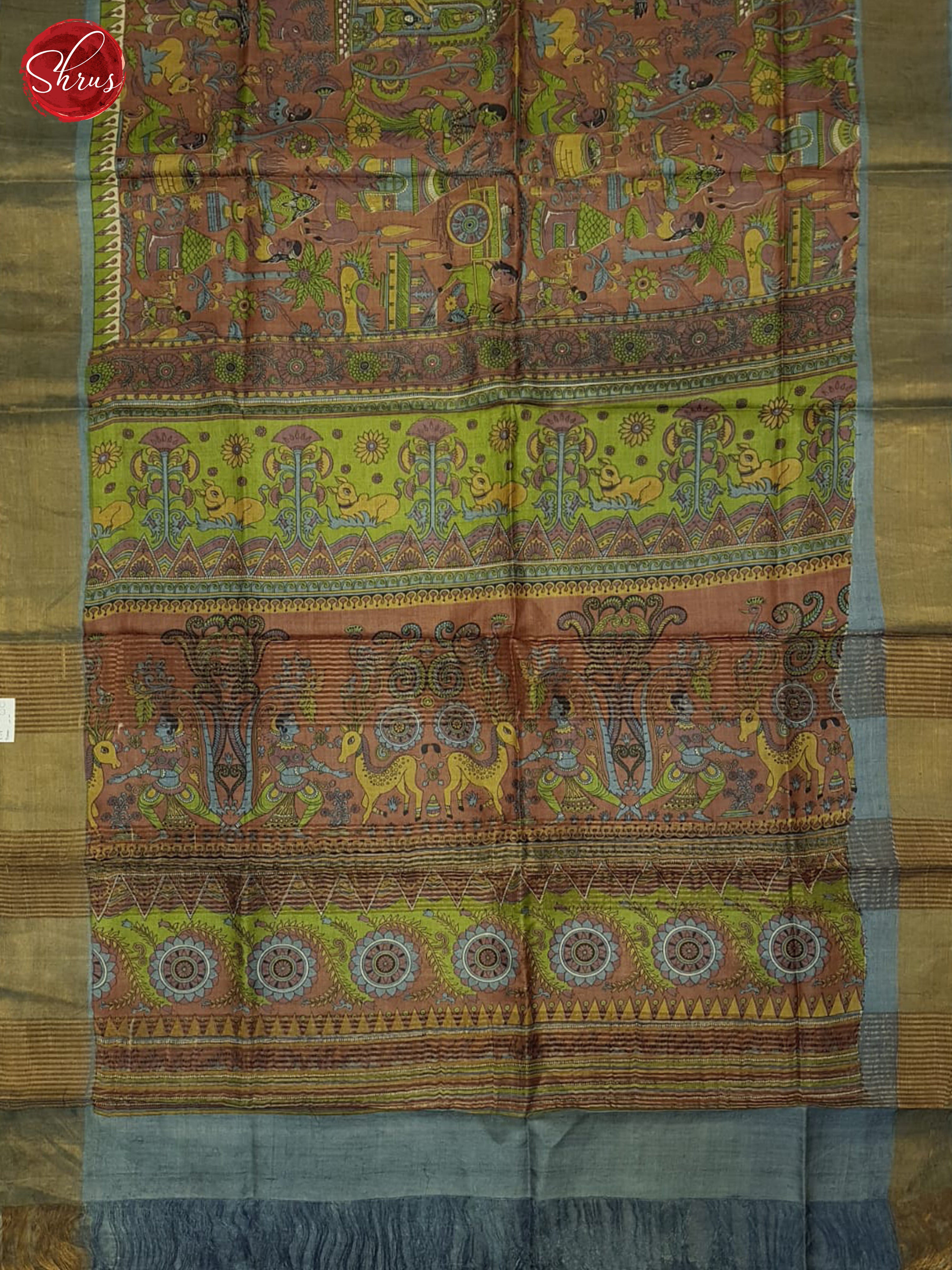 Brown & Grey - Tussar Saree - Shop on ShrusEternity.com