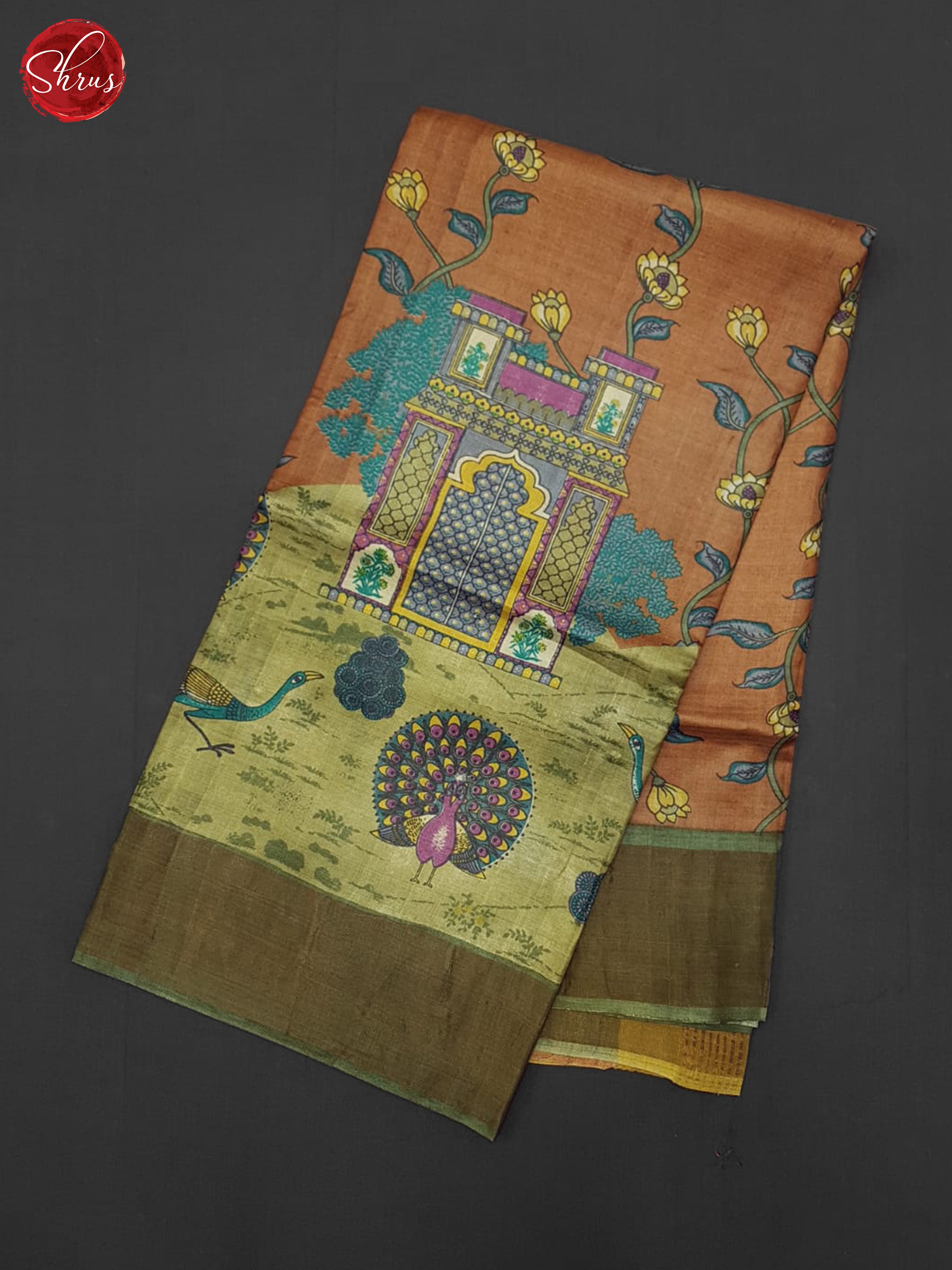 Brown & Green - Tussar Saree - Shop on ShrusEternity.com
