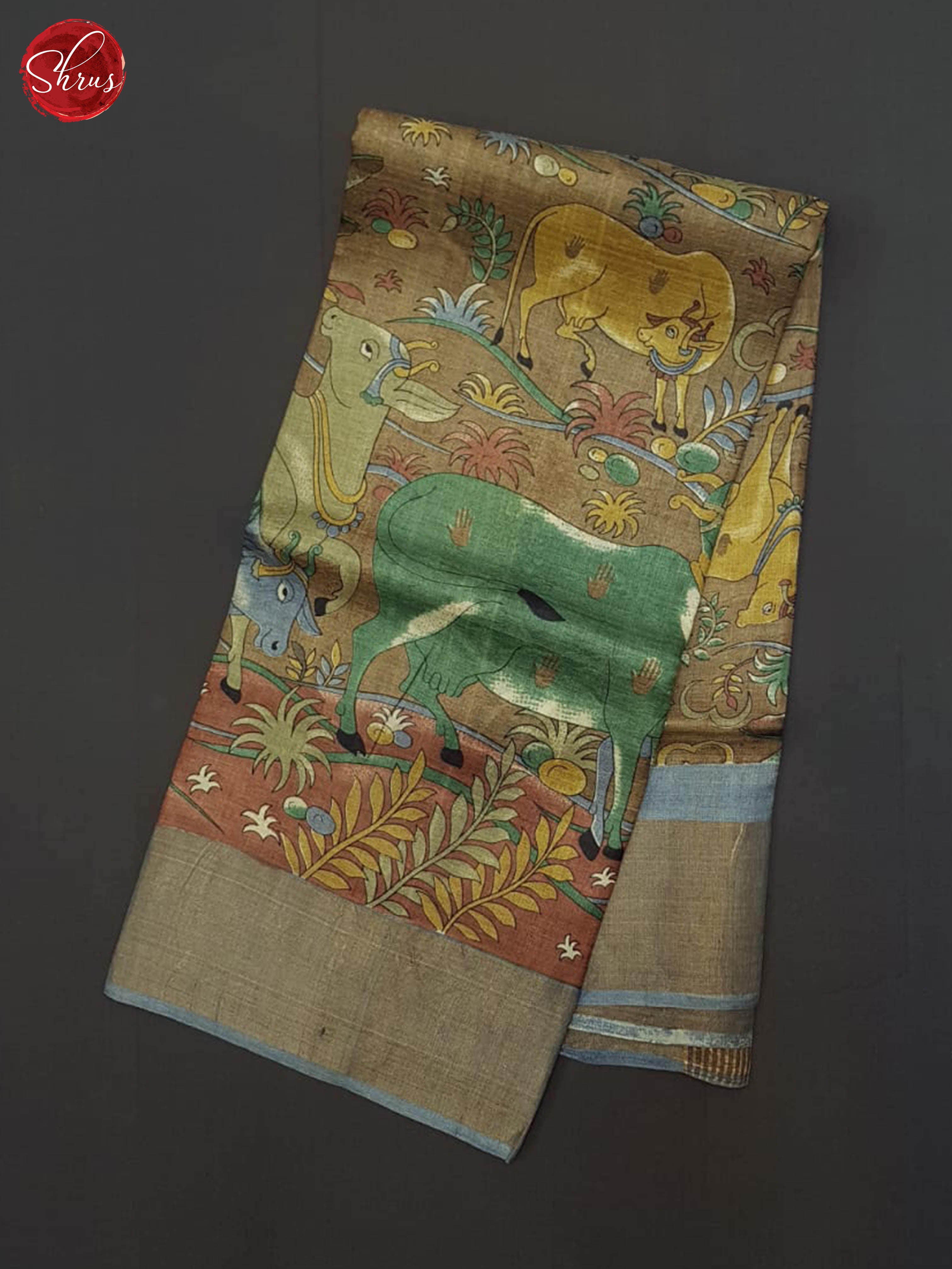 Brown And Grey- Tussar Silk Saree - Shop on ShrusEternity.com