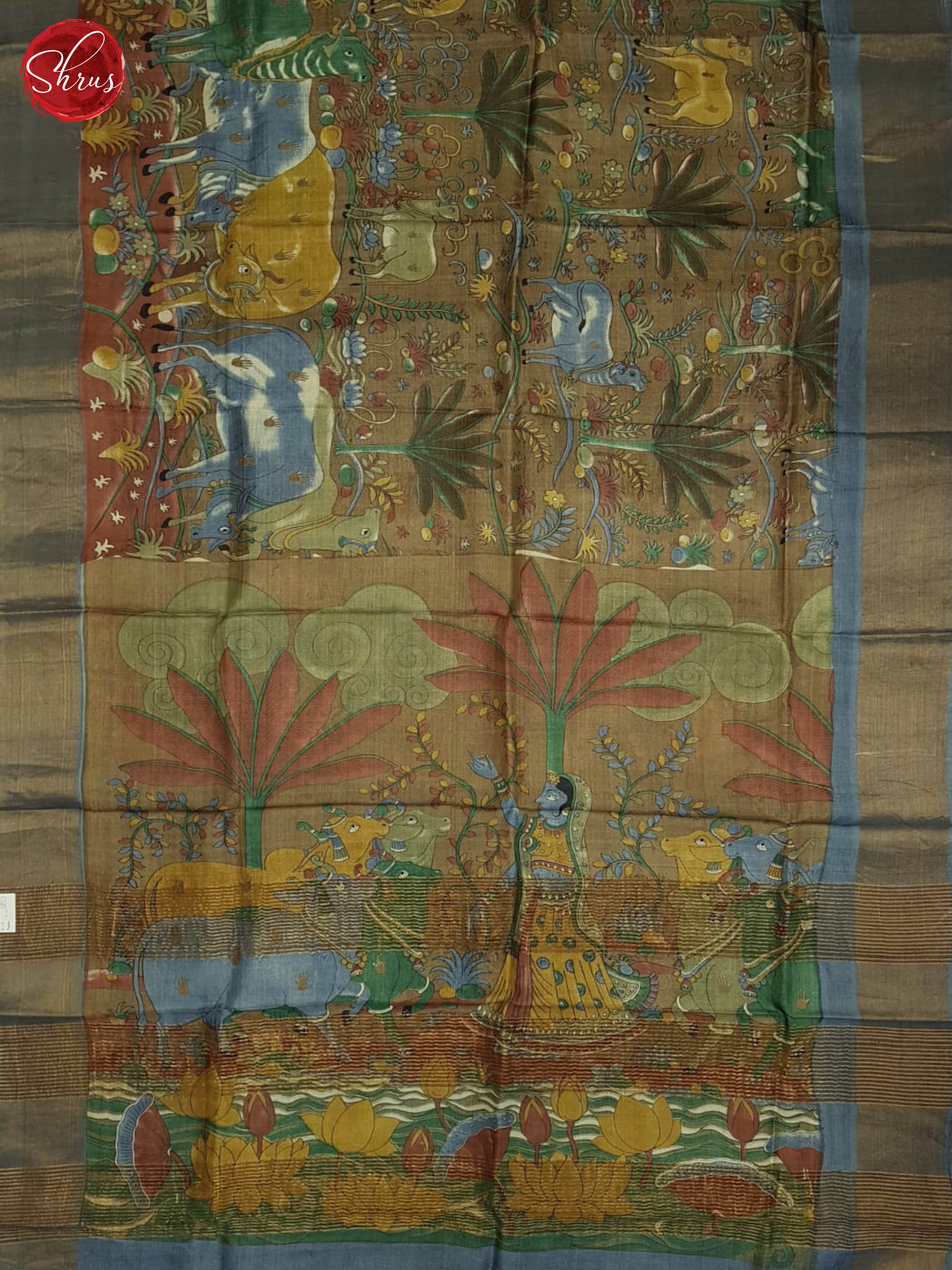 Brown And Grey- Tussar Silk Saree - Shop on ShrusEternity.com