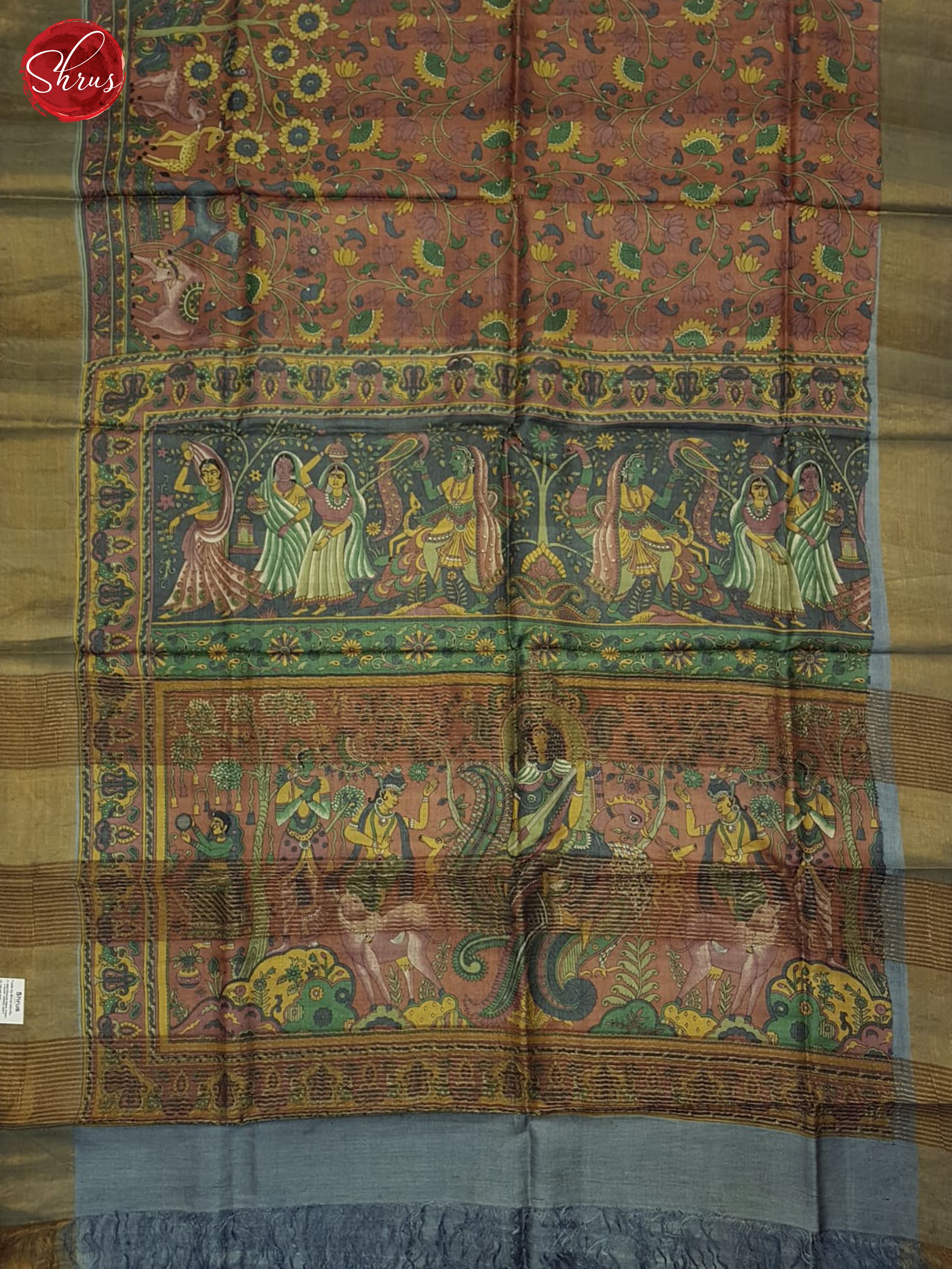 brown & Grey - Tussar Saree - Shop on ShrusEternity.com