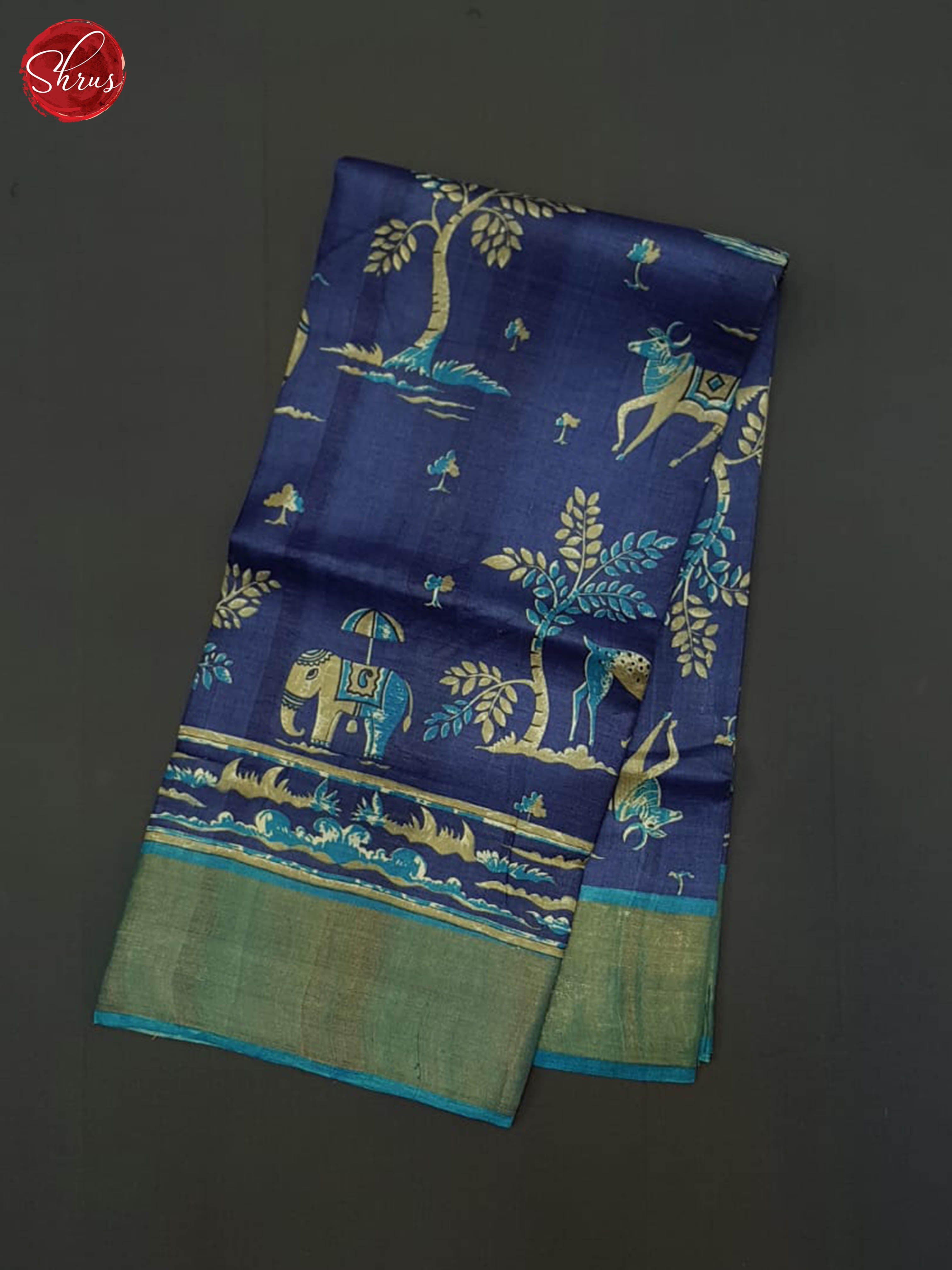 Blue(Single Tone)- Tussar Silk Saree - Shop on ShrusEternity.com