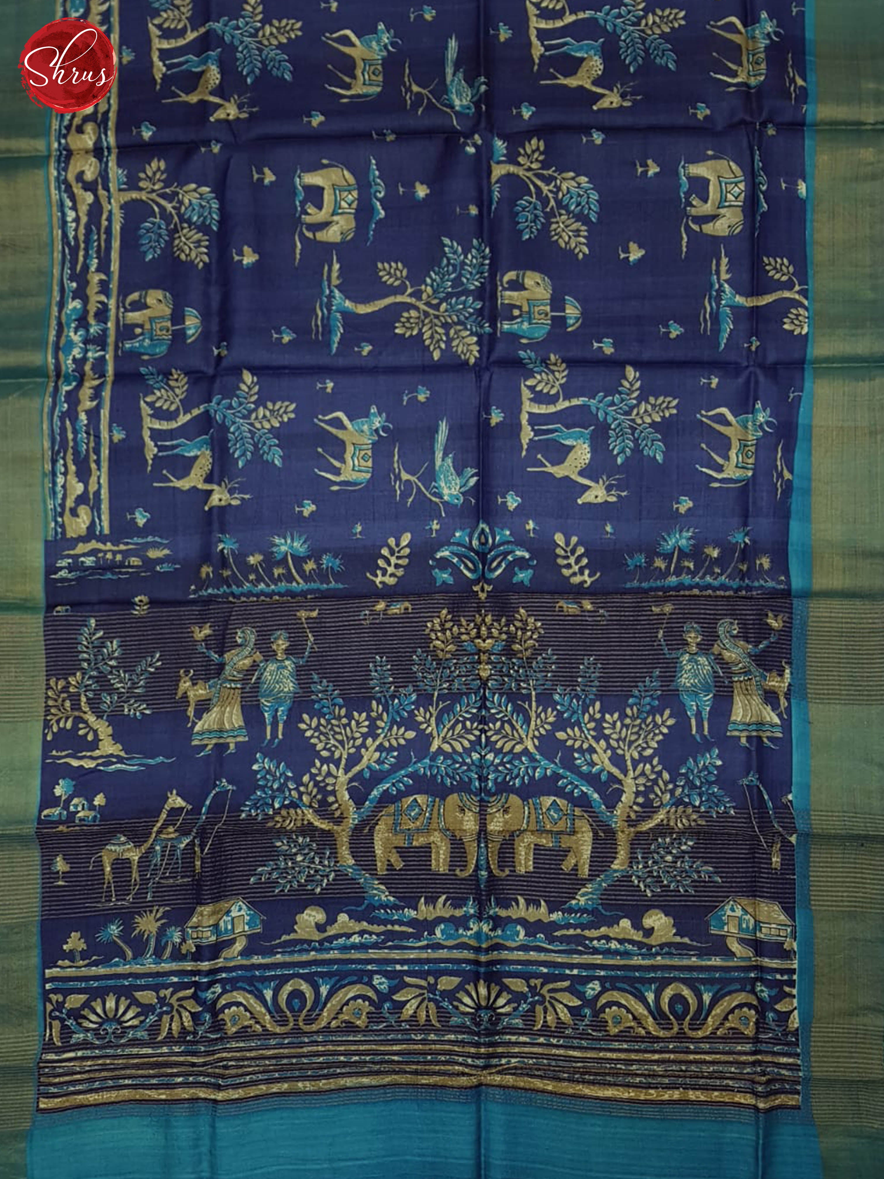 Blue(Single Tone)- Tussar Silk Saree - Shop on ShrusEternity.com