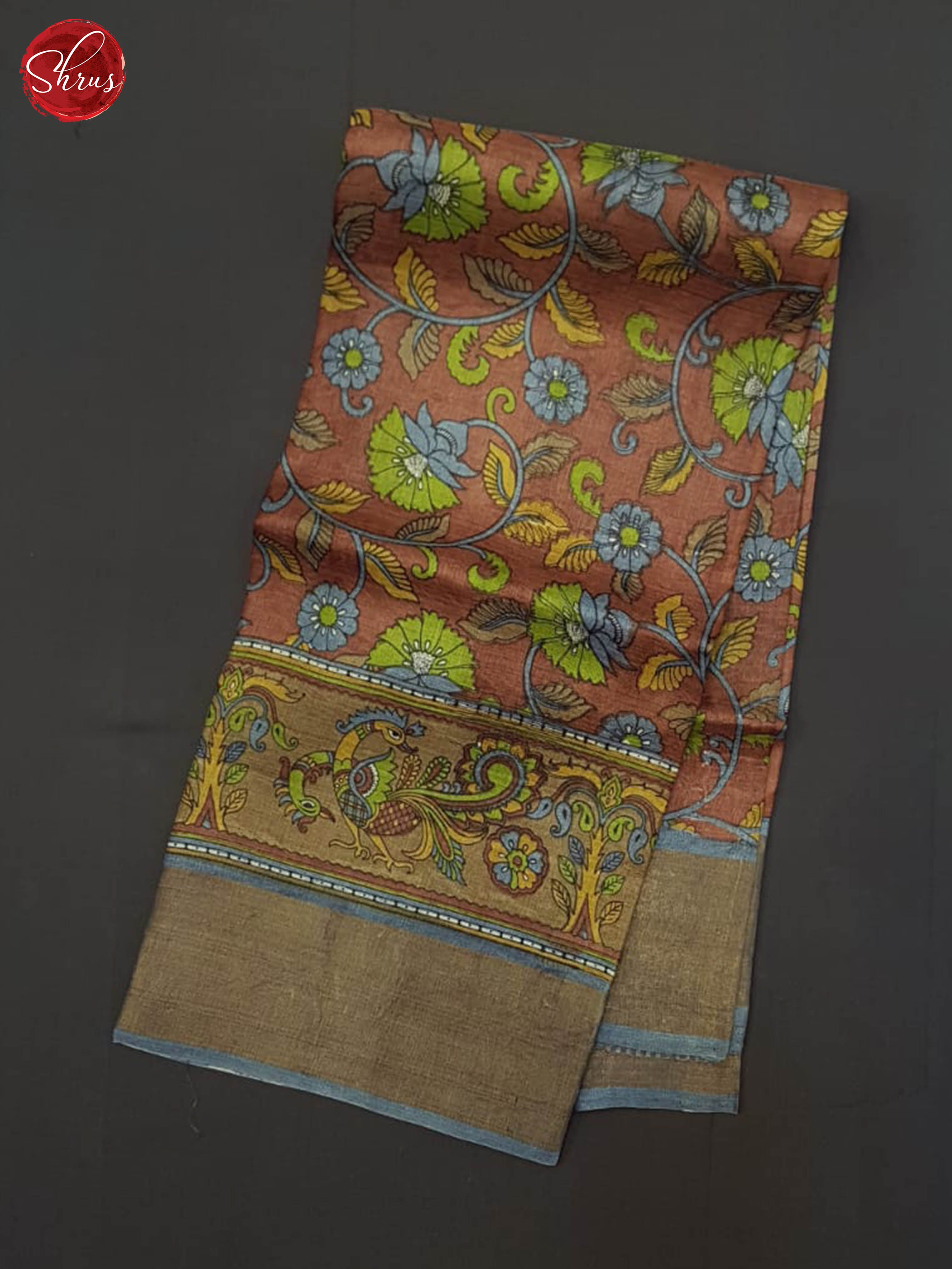 Brown And Grey- Tussar Silk Saree - Shop on ShrusEternity.com