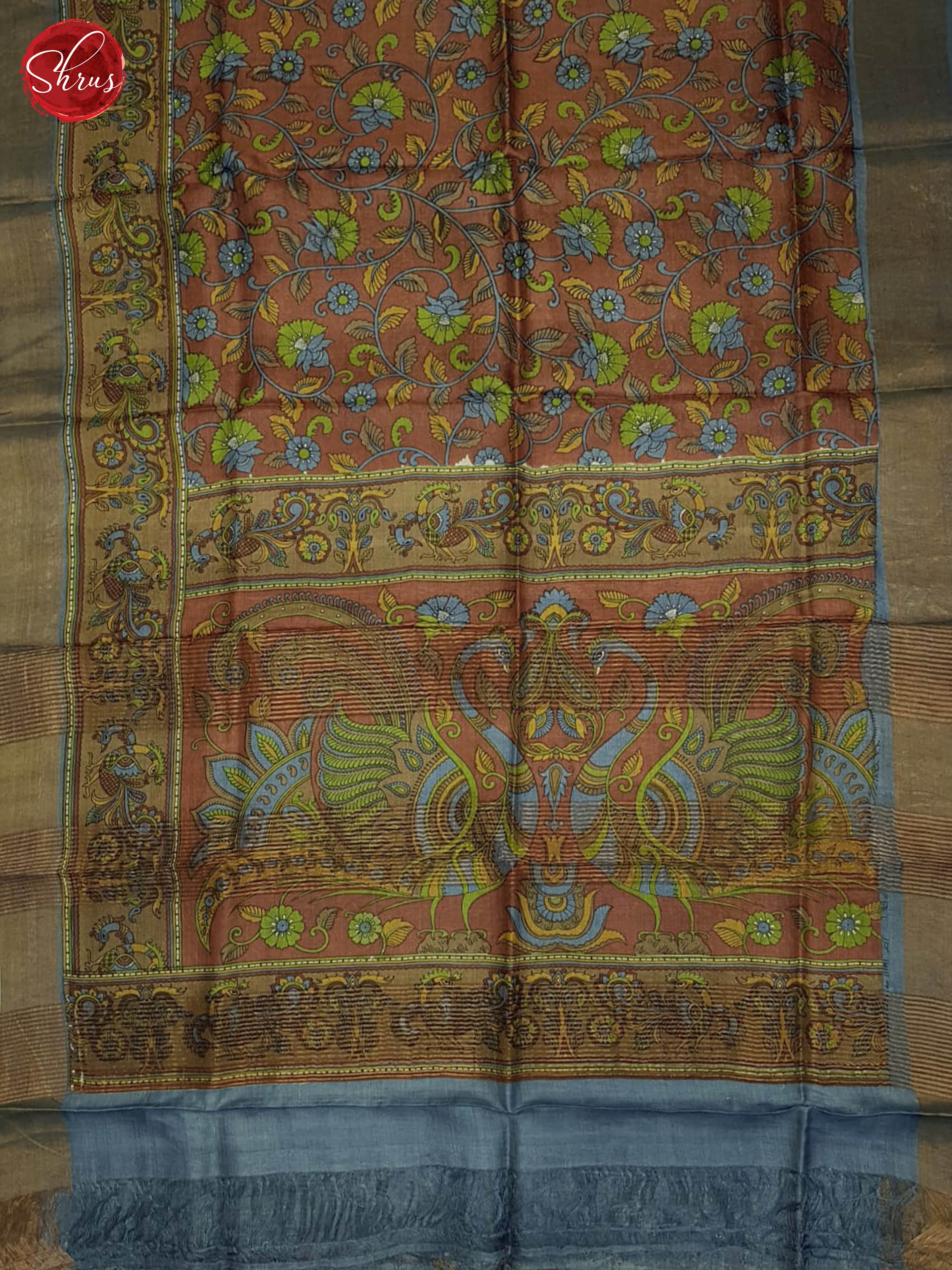 Brown And Grey- Tussar Silk Saree - Shop on ShrusEternity.com