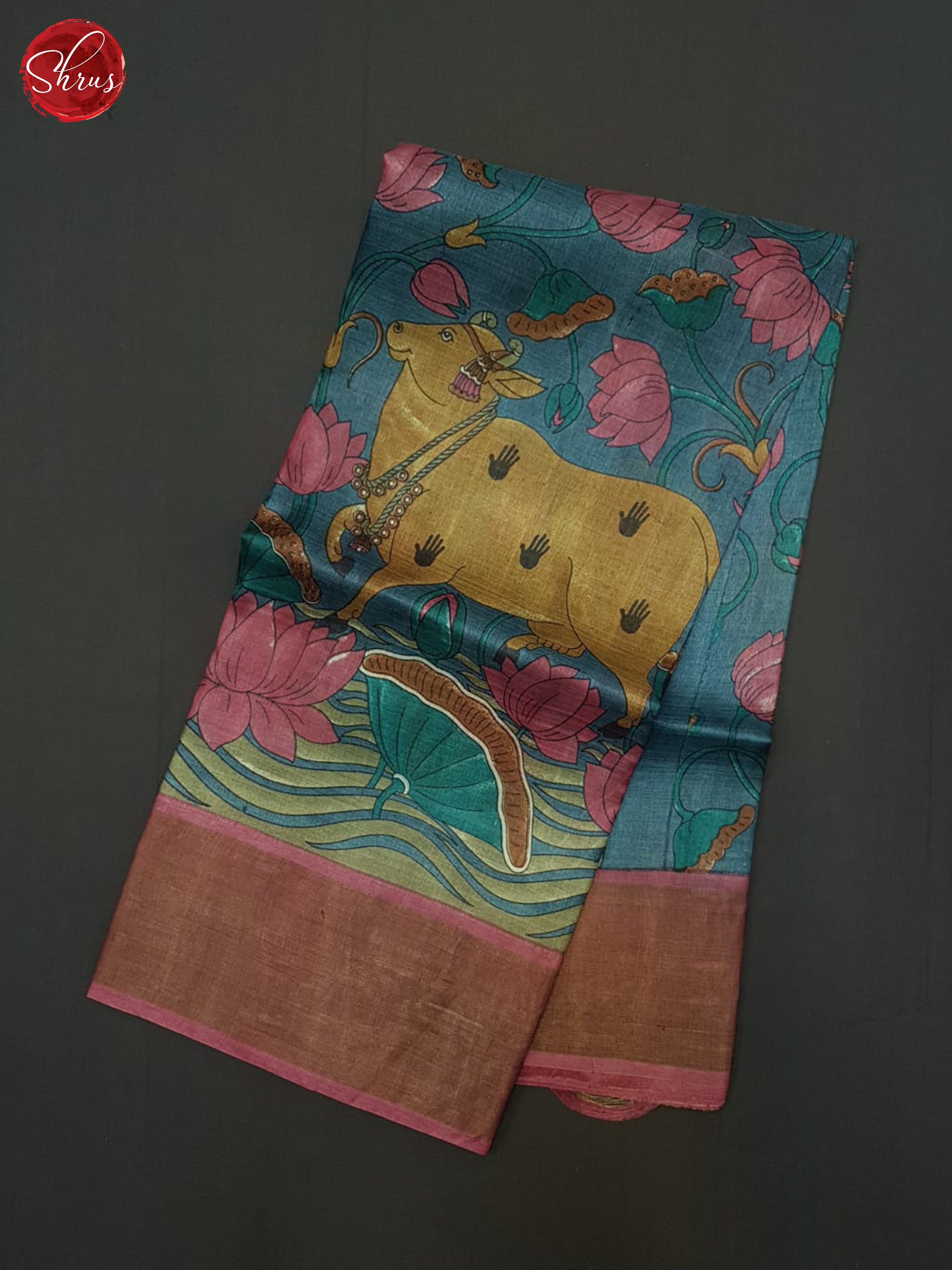 Blue & Pink- Tussar Saree - Shop on ShrusEternity.com