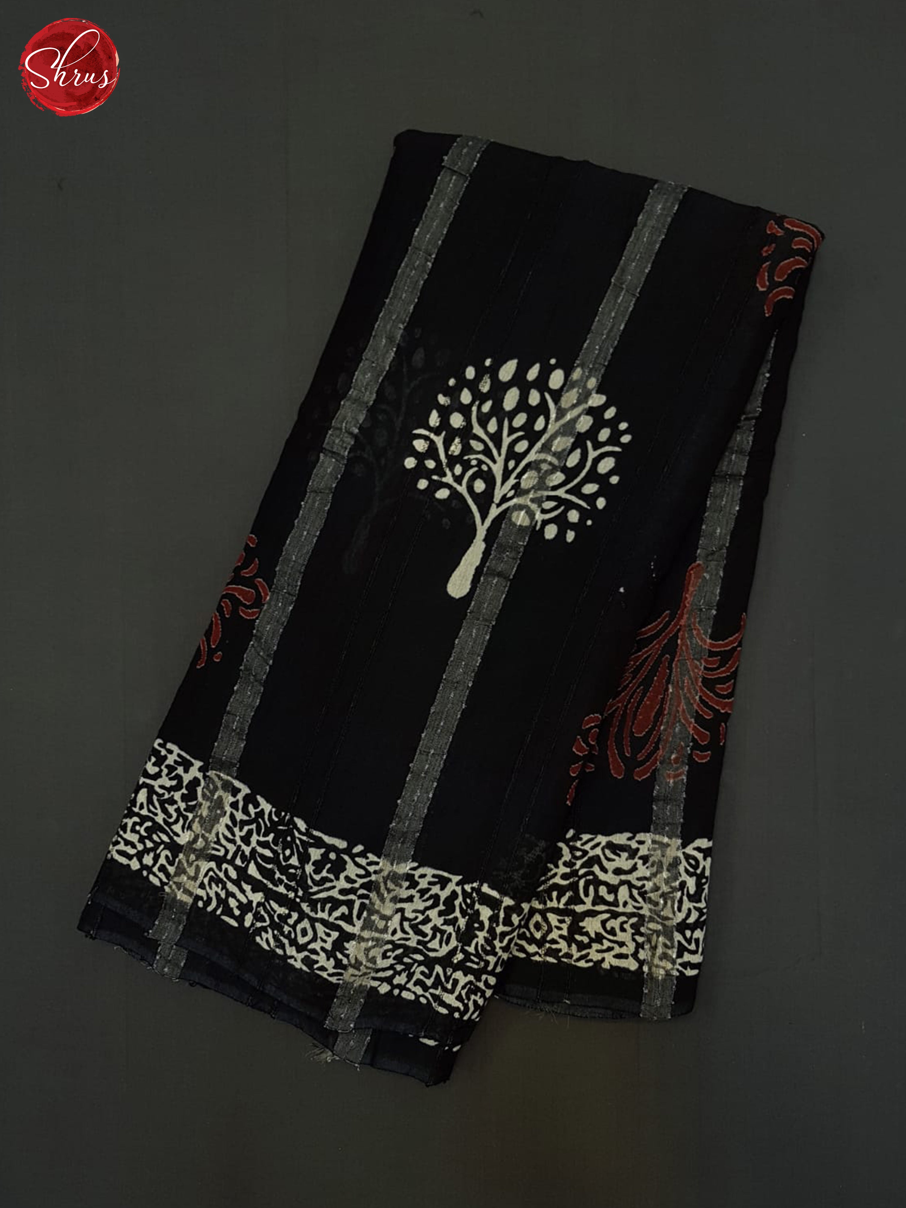 Black(Single Tone)- Linen Cotton Saree - Shop on ShrusEternity.com