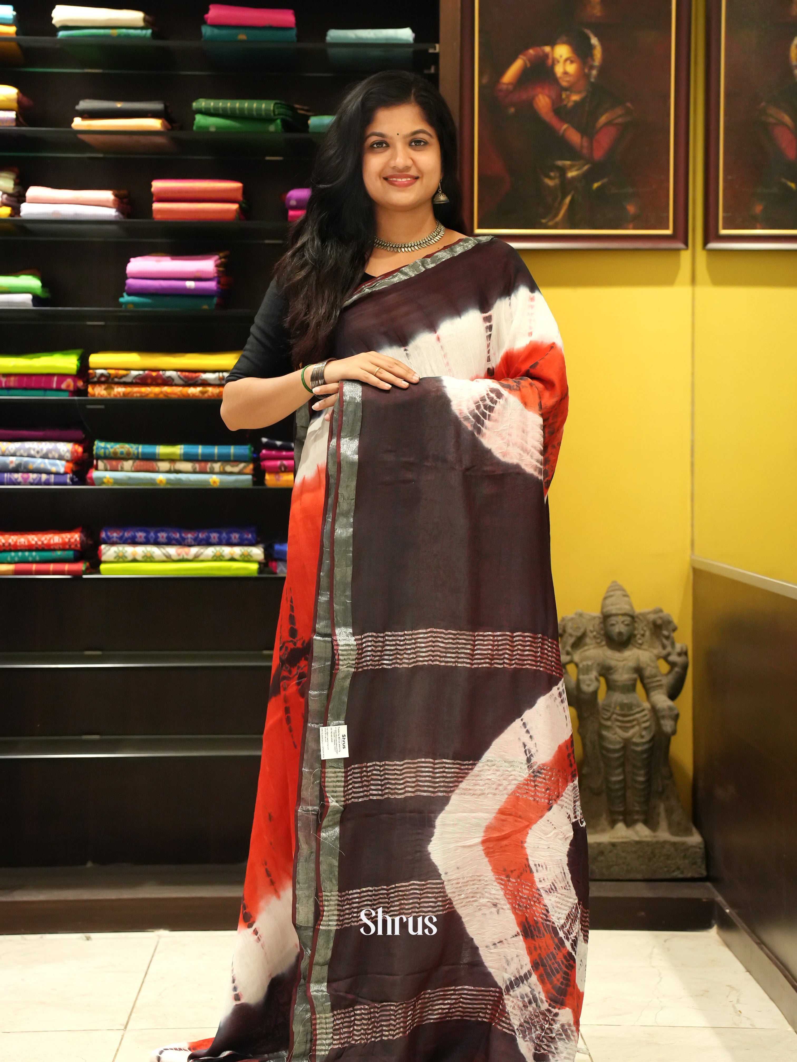 Black & Red - Jaipur cotton Saree - Shop on ShrusEternity.com