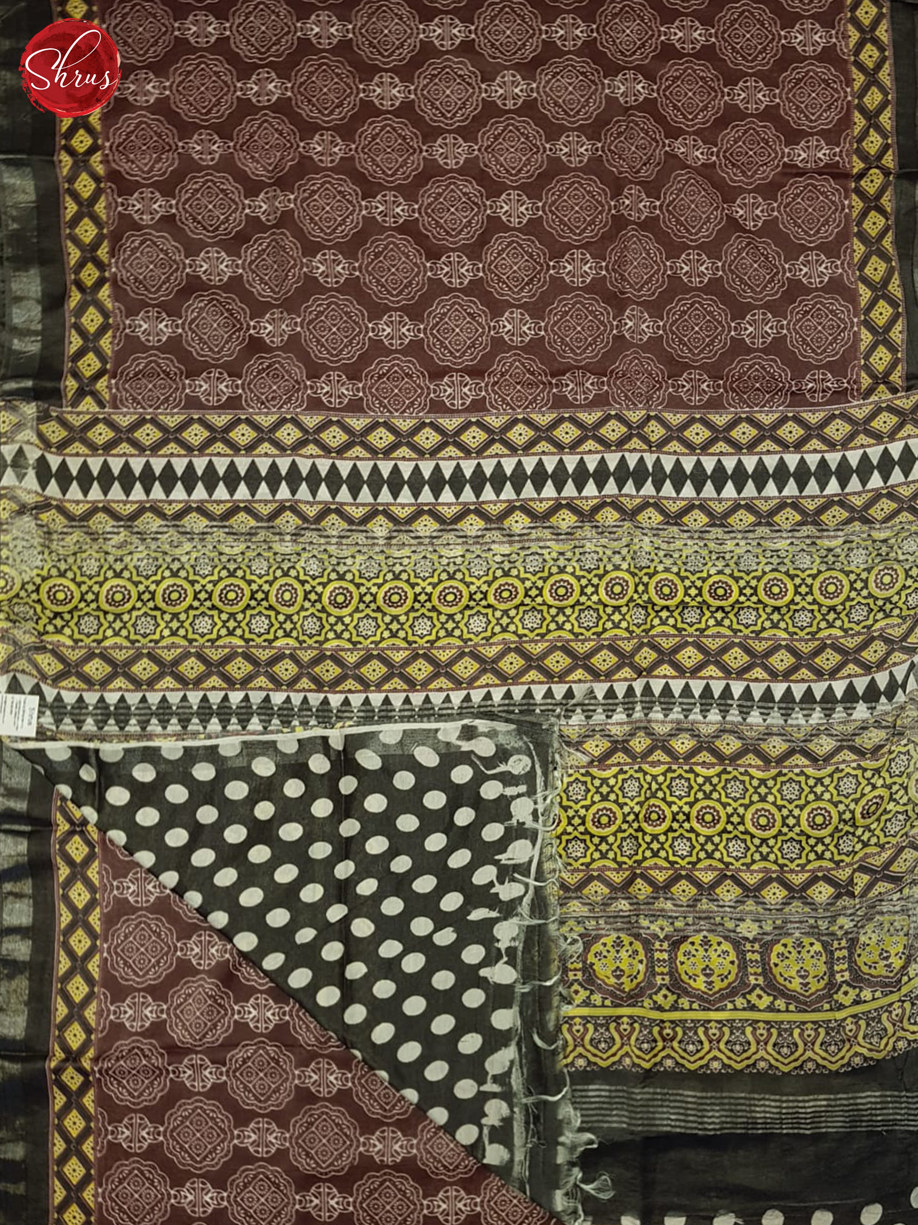 Brown and grey - Jaipur cotton Saree - Shop on ShrusEternity.com