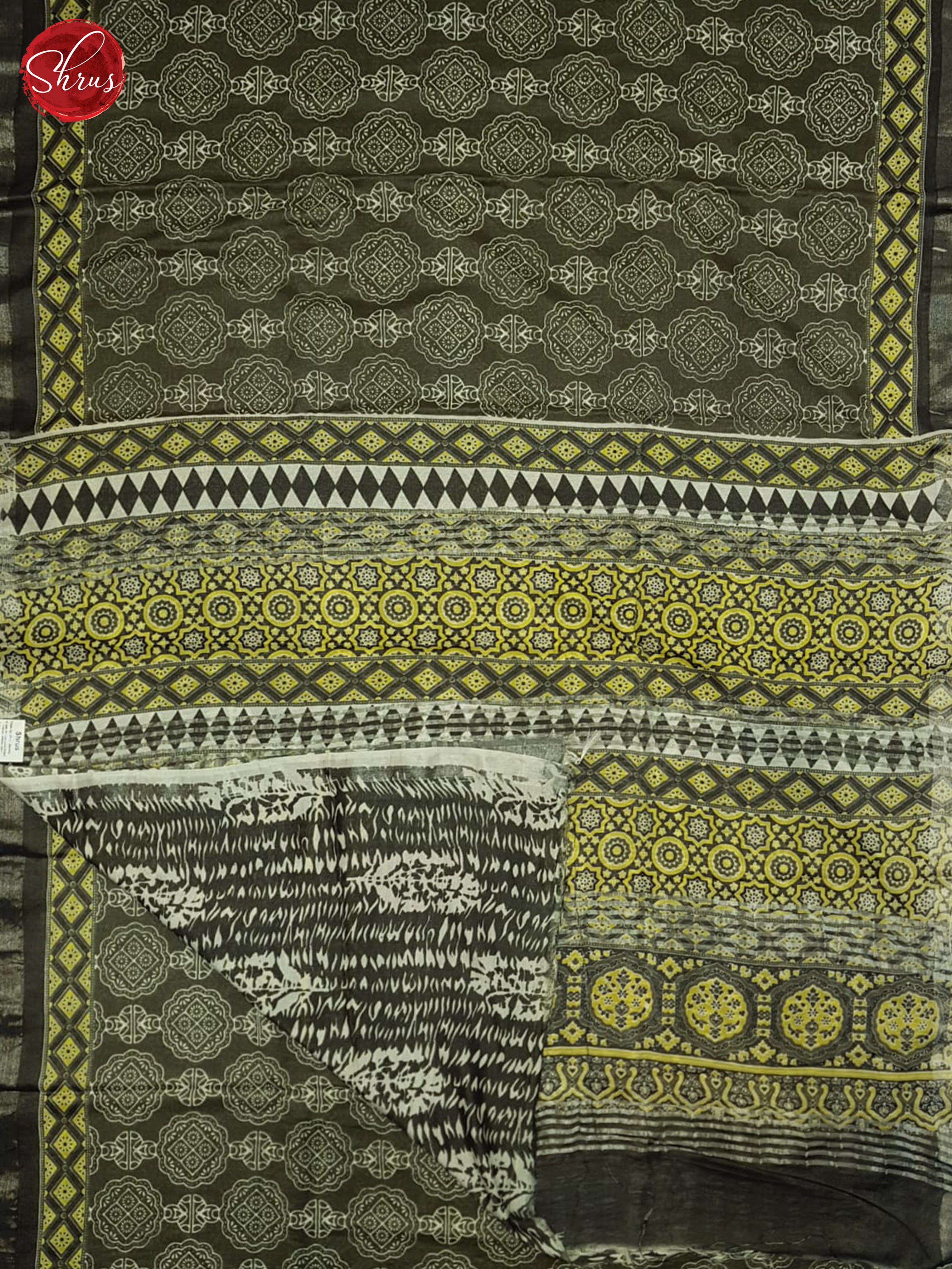 Grey and Green - Jaipur cotton Saree - Shop on ShrusEternity.com