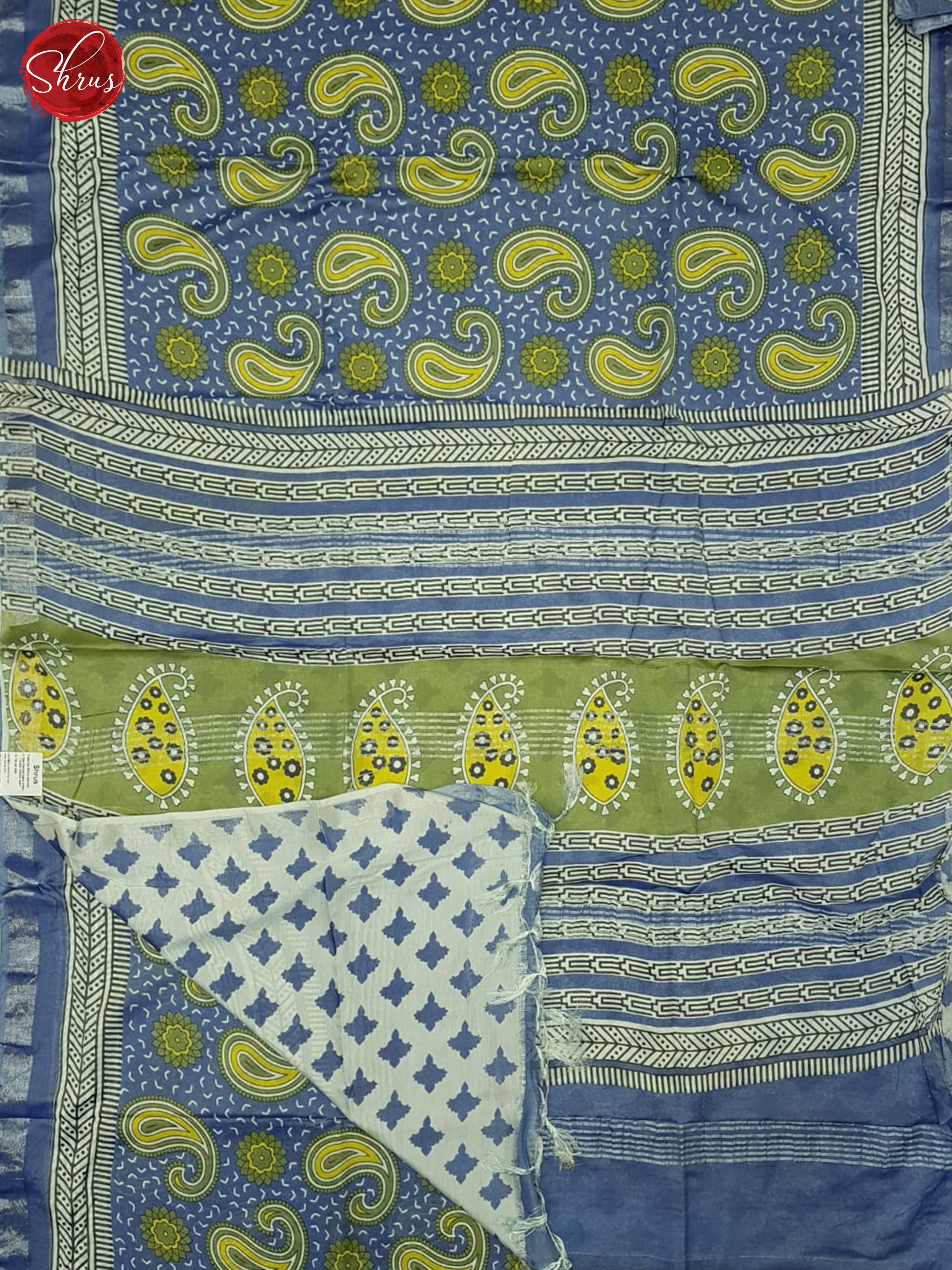 Blue and cream - Jaipur cotton Saree - Shop on ShrusEternity.com