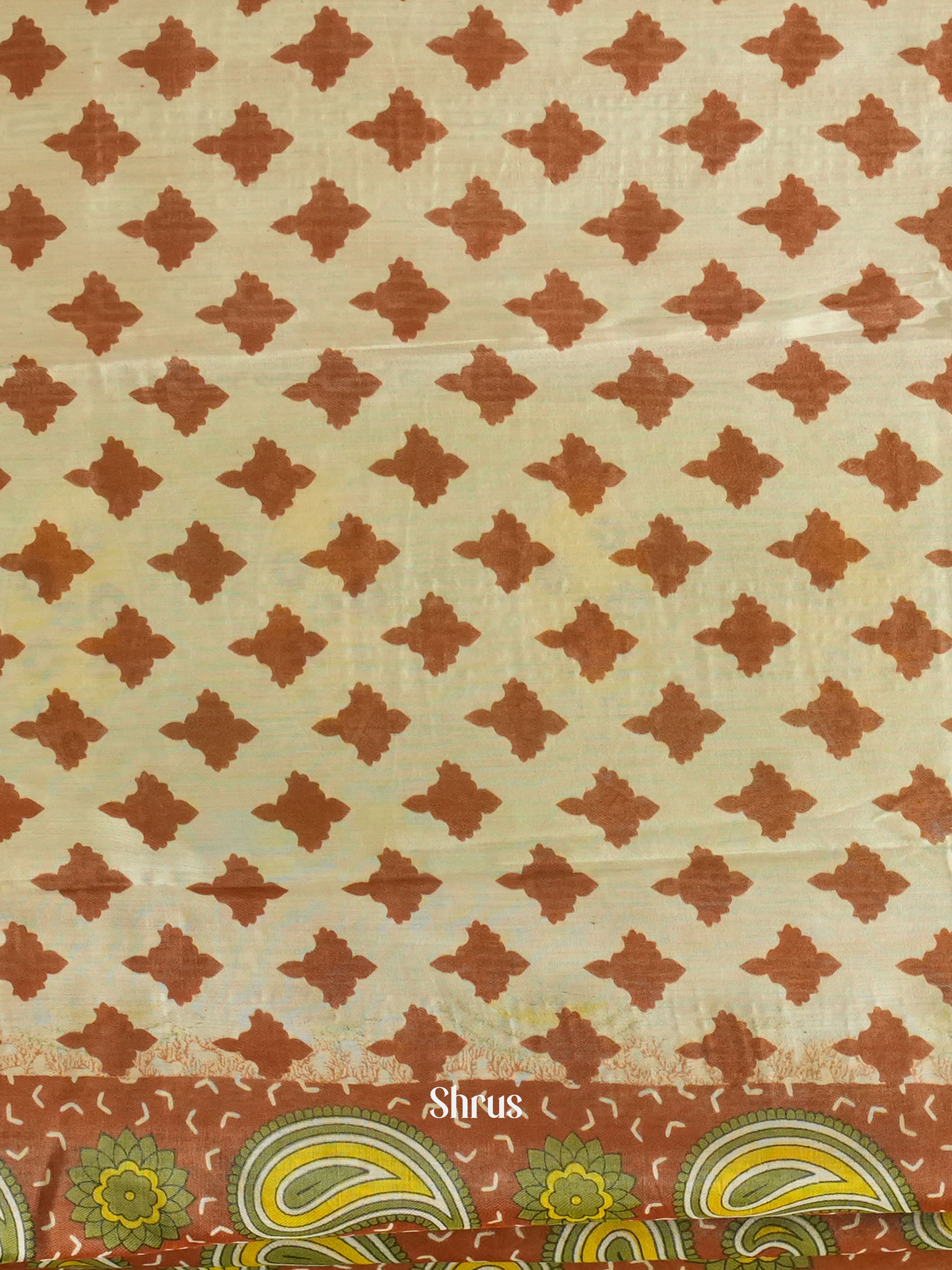 Brown and Cream - Jaipur cotton Saree - Shop on ShrusEternity.com