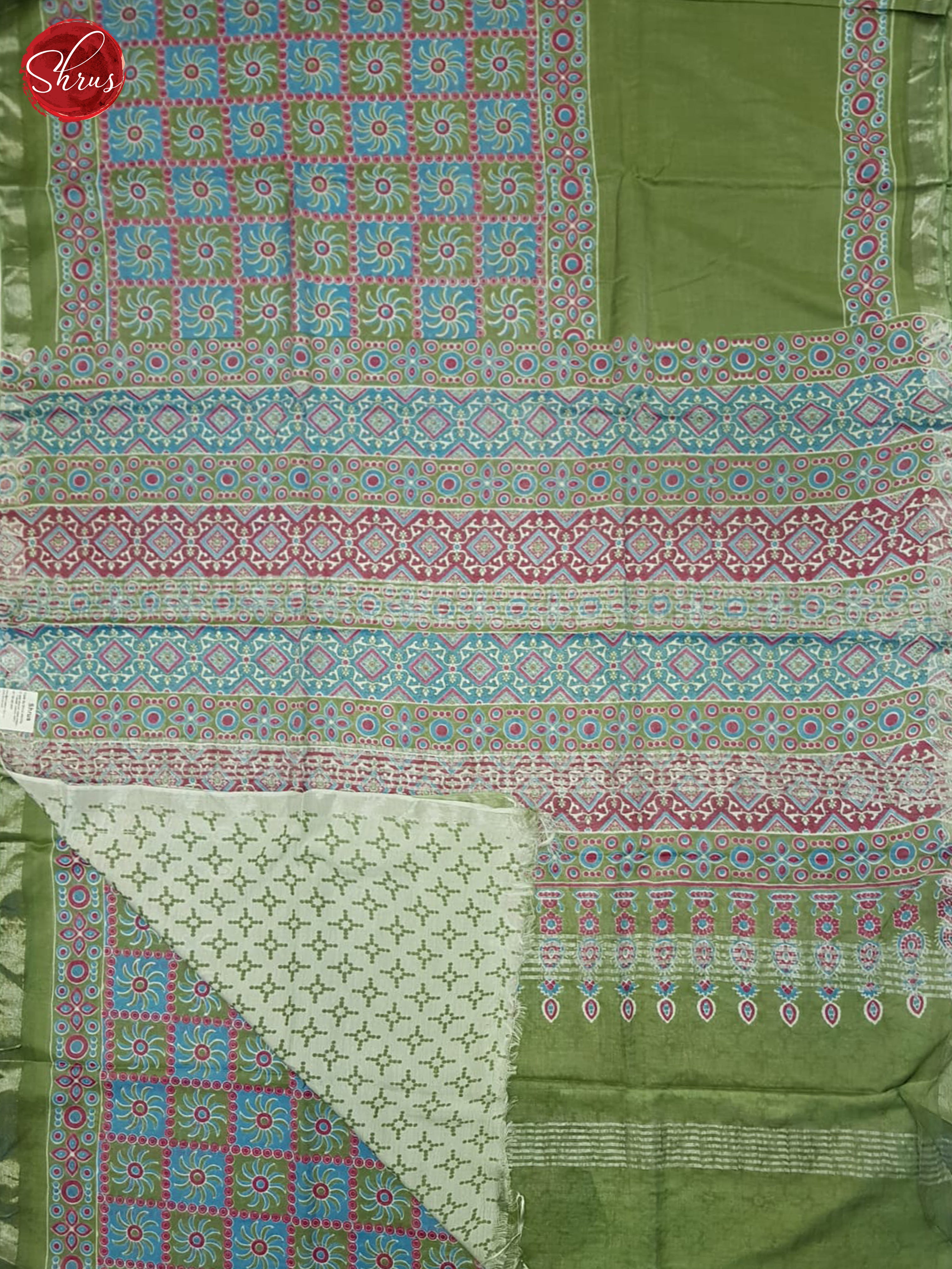 Blue and Green- Jaipur cotton Saree - Shop on ShrusEternity.com