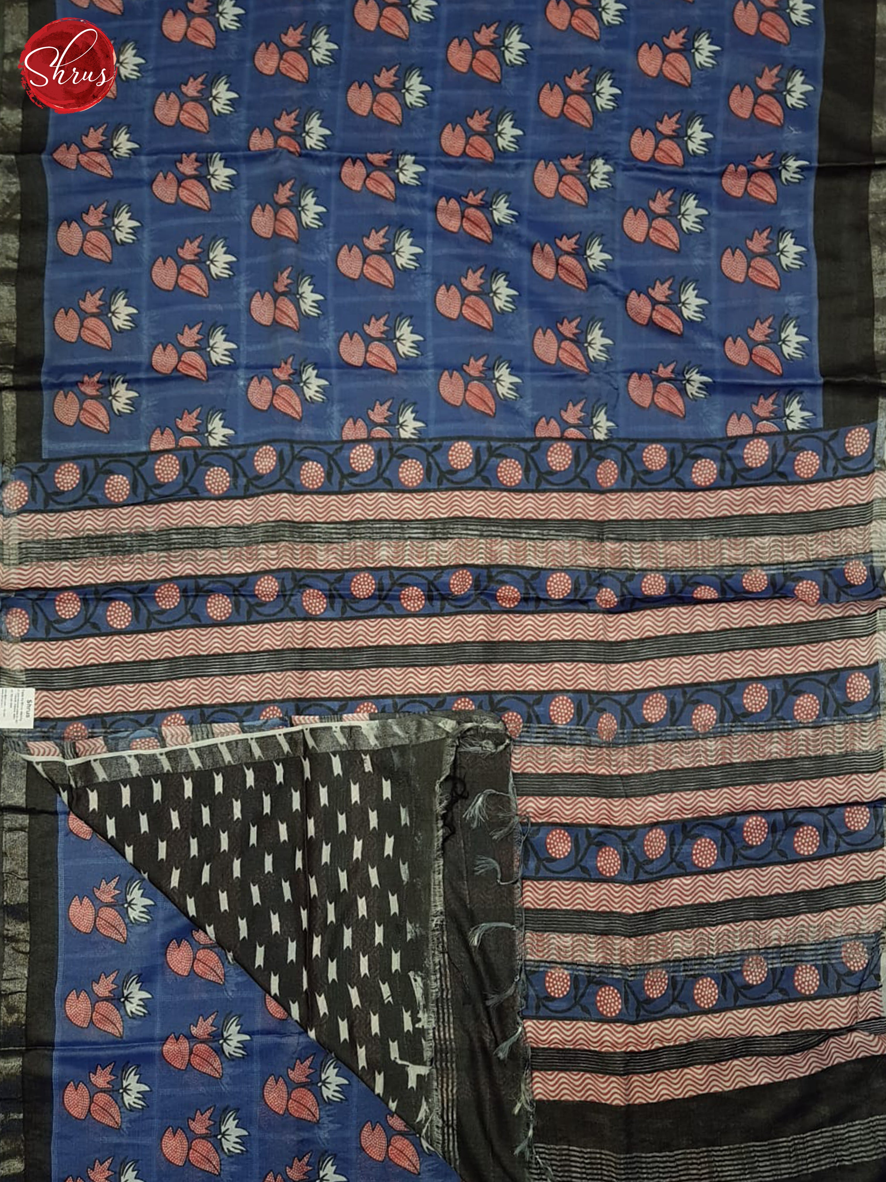 Blue and black- Jaipur cotton Saree - Shop on ShrusEternity.com