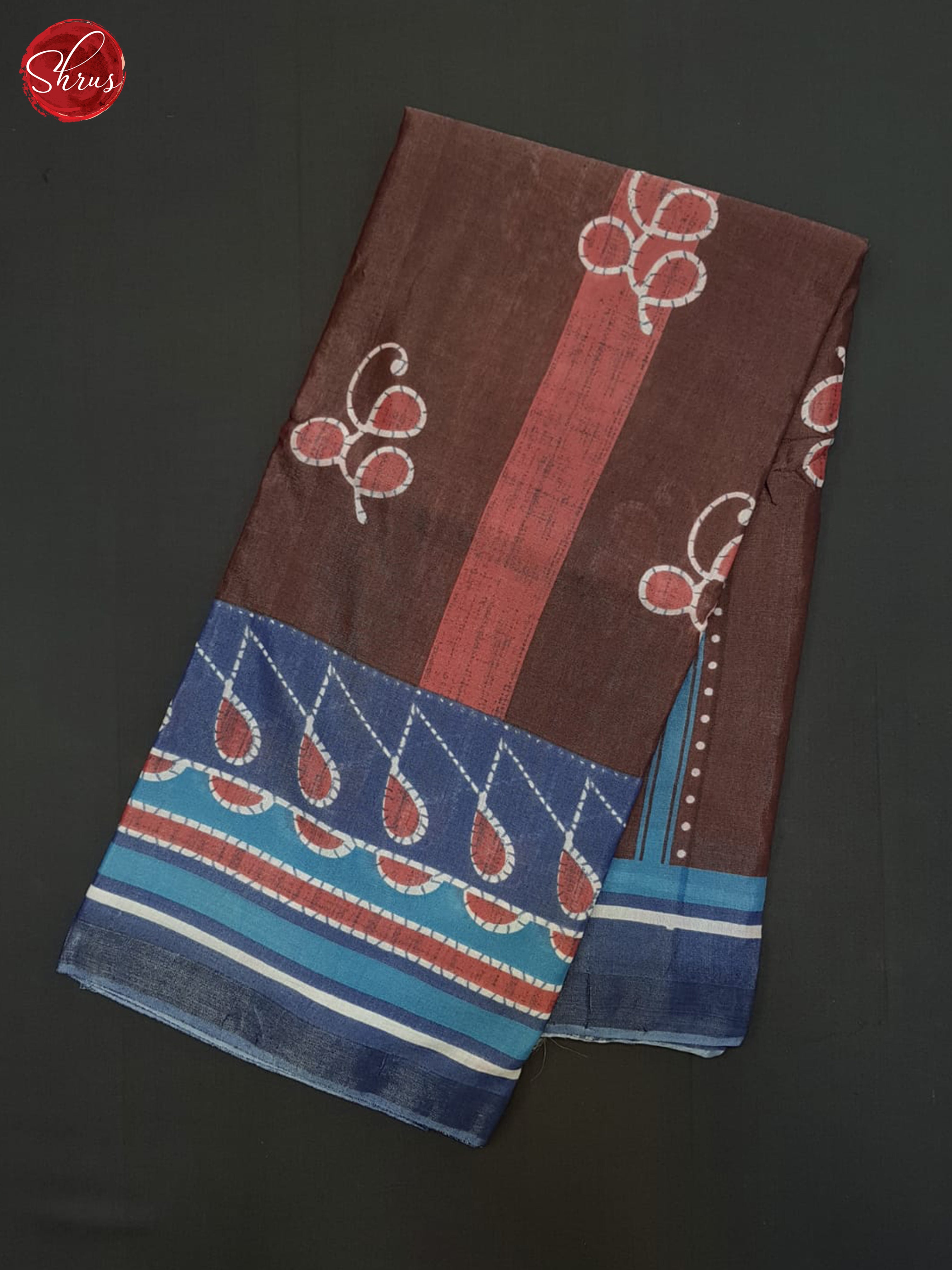 Brown and blue - Jaipur cotton Saree - Shop on ShrusEternity.com