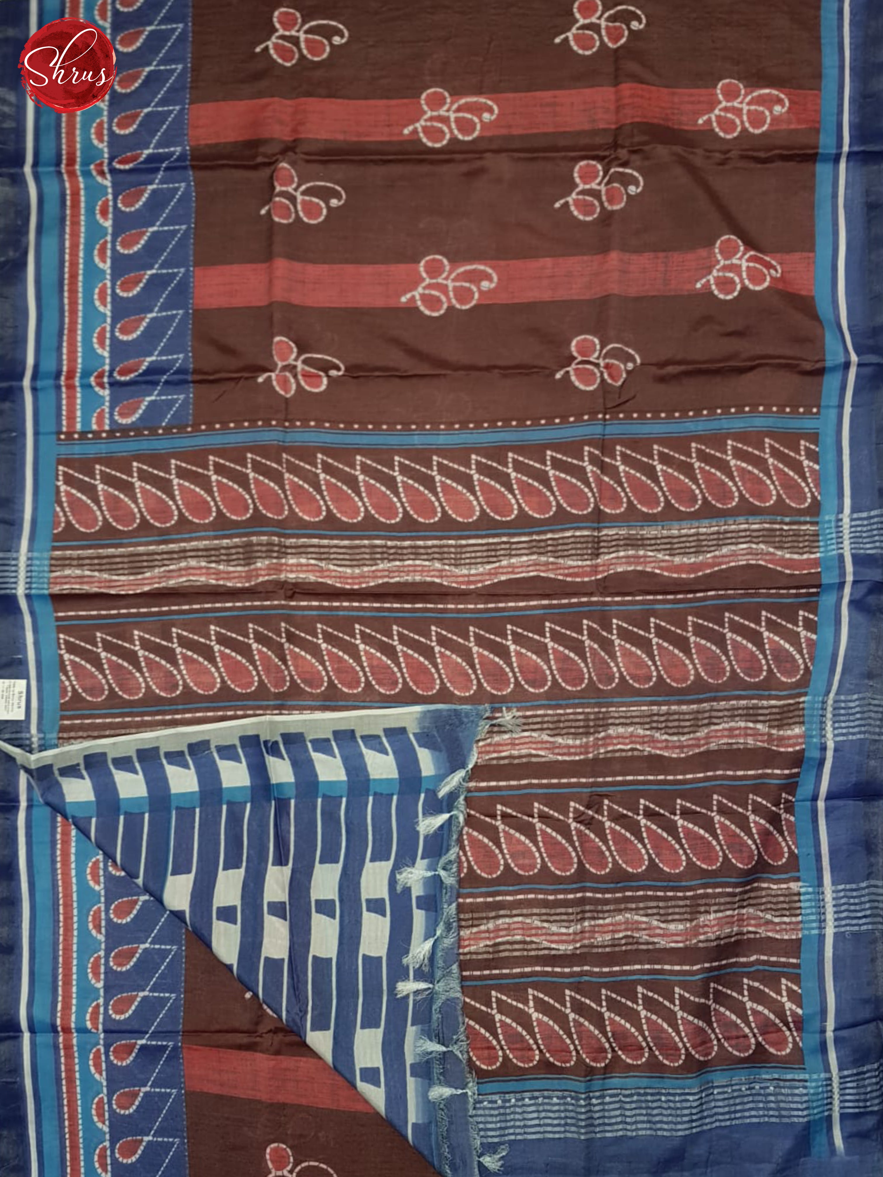 Brown and blue - Jaipur cotton Saree - Shop on ShrusEternity.com
