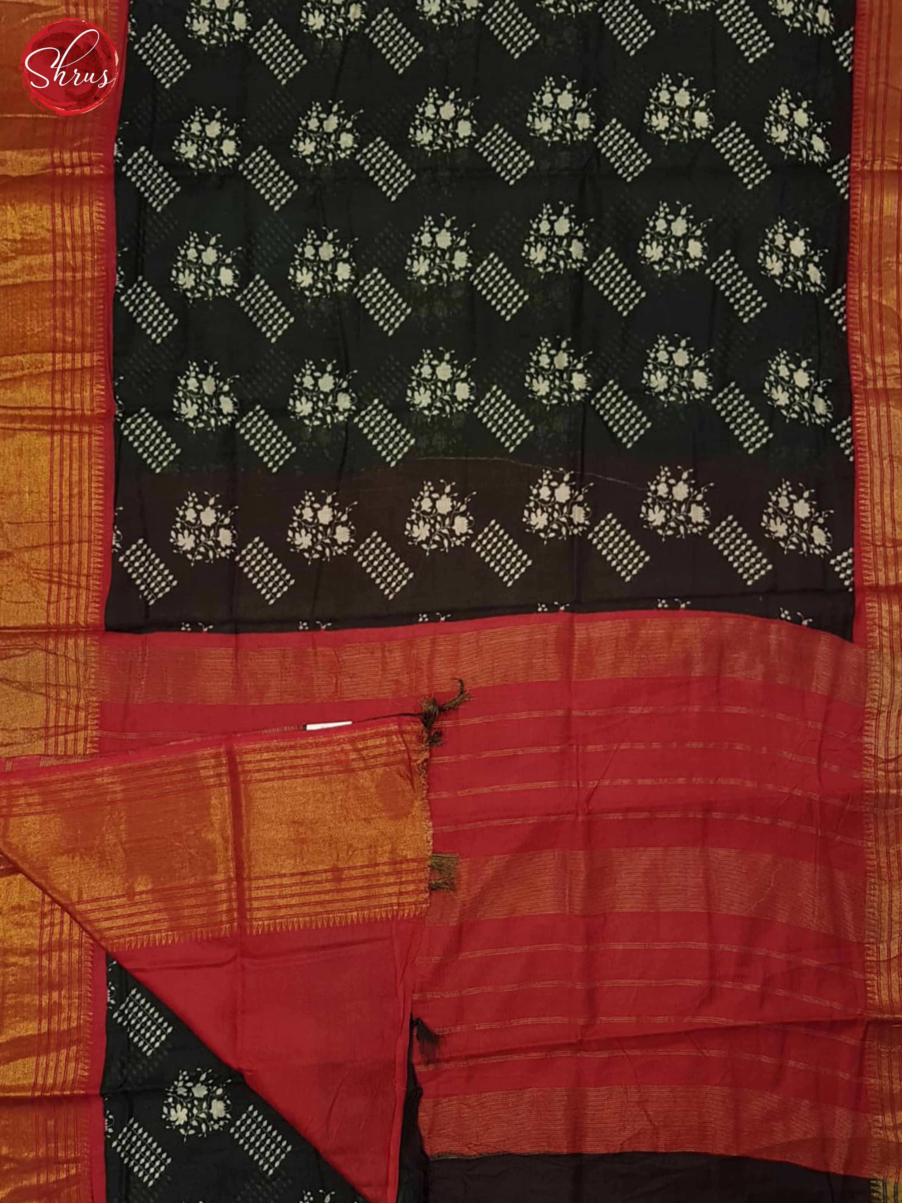 Black & Red - Semi Tussar Saree - Shop on ShrusEternity.com