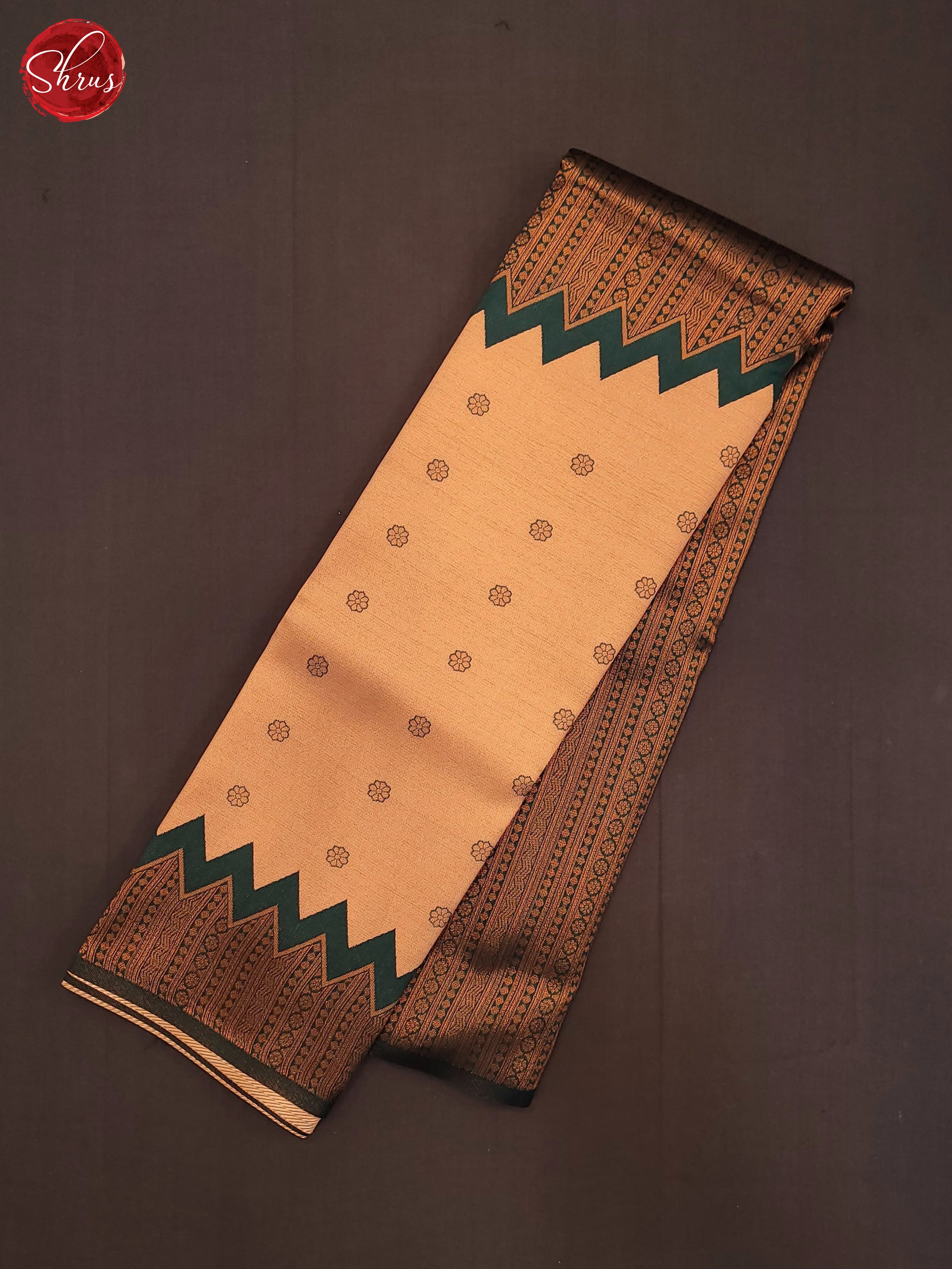 Cream & Bottle Green - Semi Tissue Saree - Shop on ShrusEternity.com