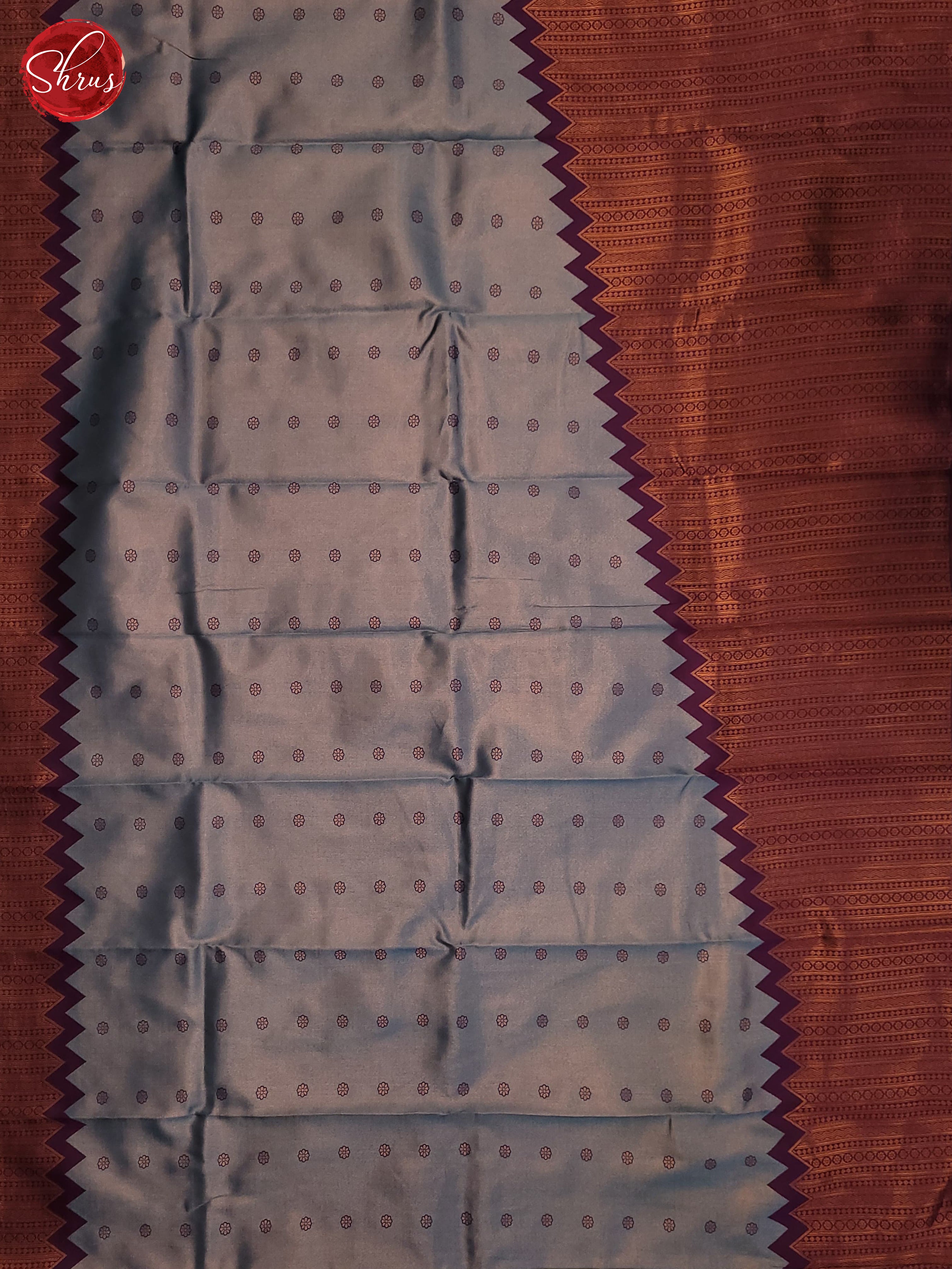Bluish Grey & Wine - Semi Tissue Saree - Shop on ShrusEternity.com