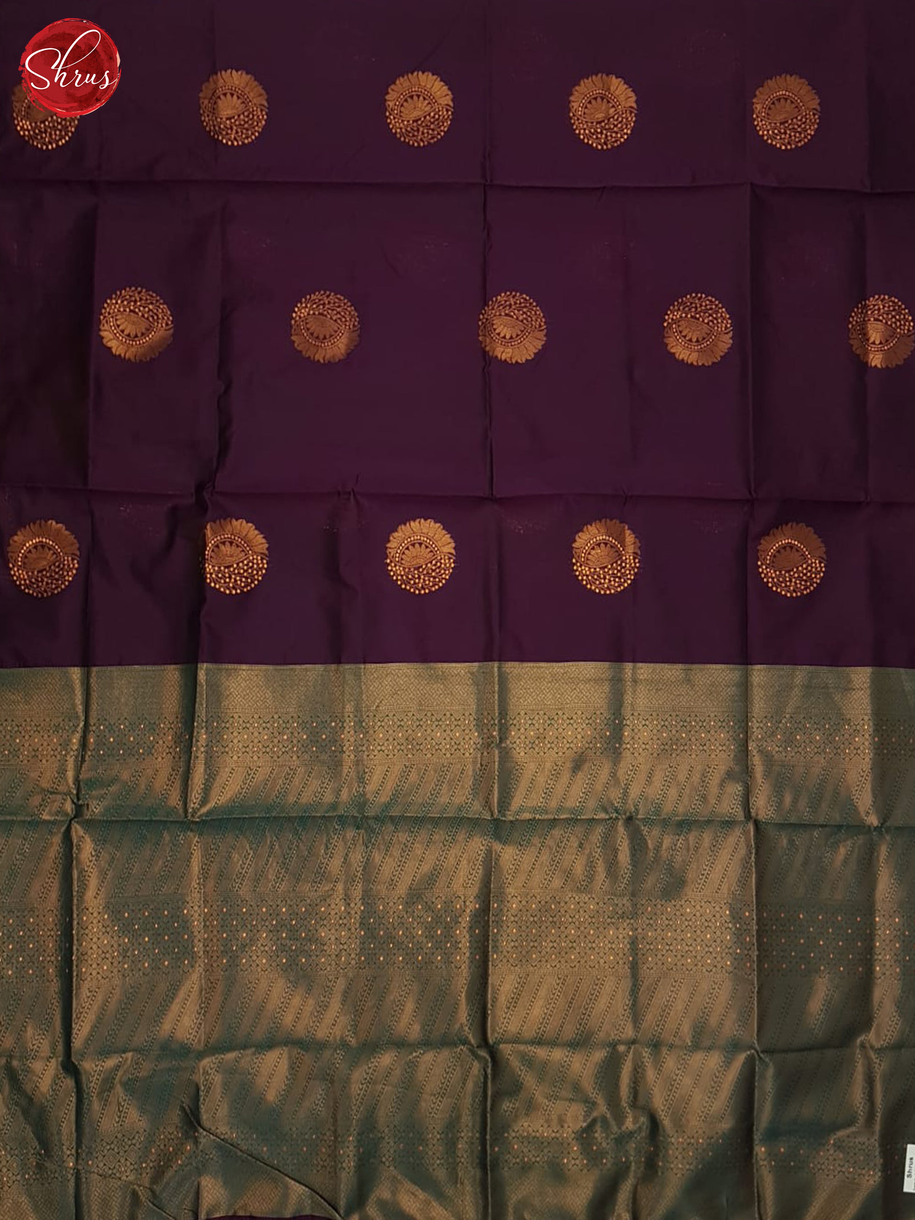 Wine & Green - Semi Softsilk Saree - Shop on ShrusEternity.com
