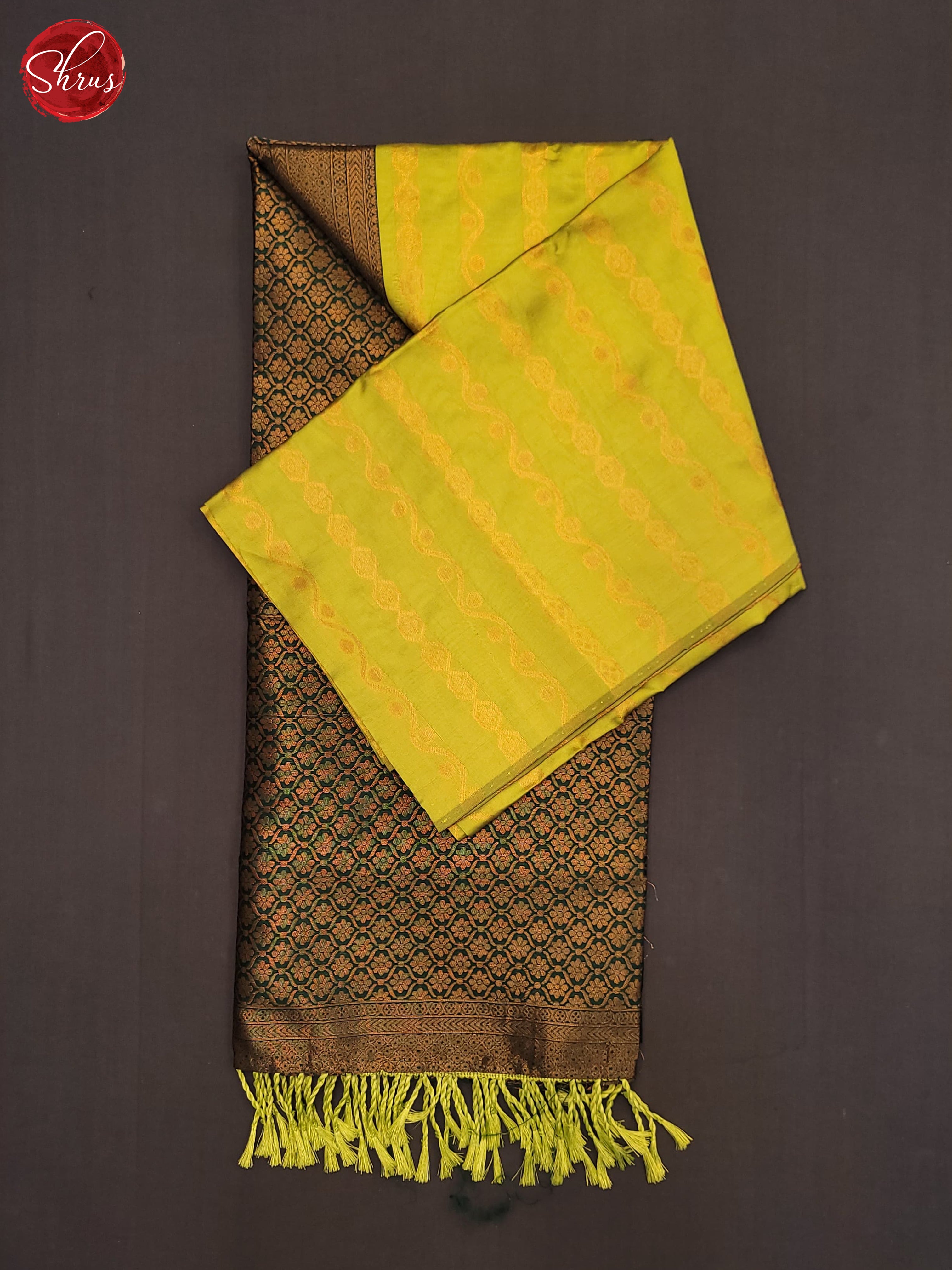 Lime Green & Green- Semi Softsilk Saree - Shop on ShrusEternity.com