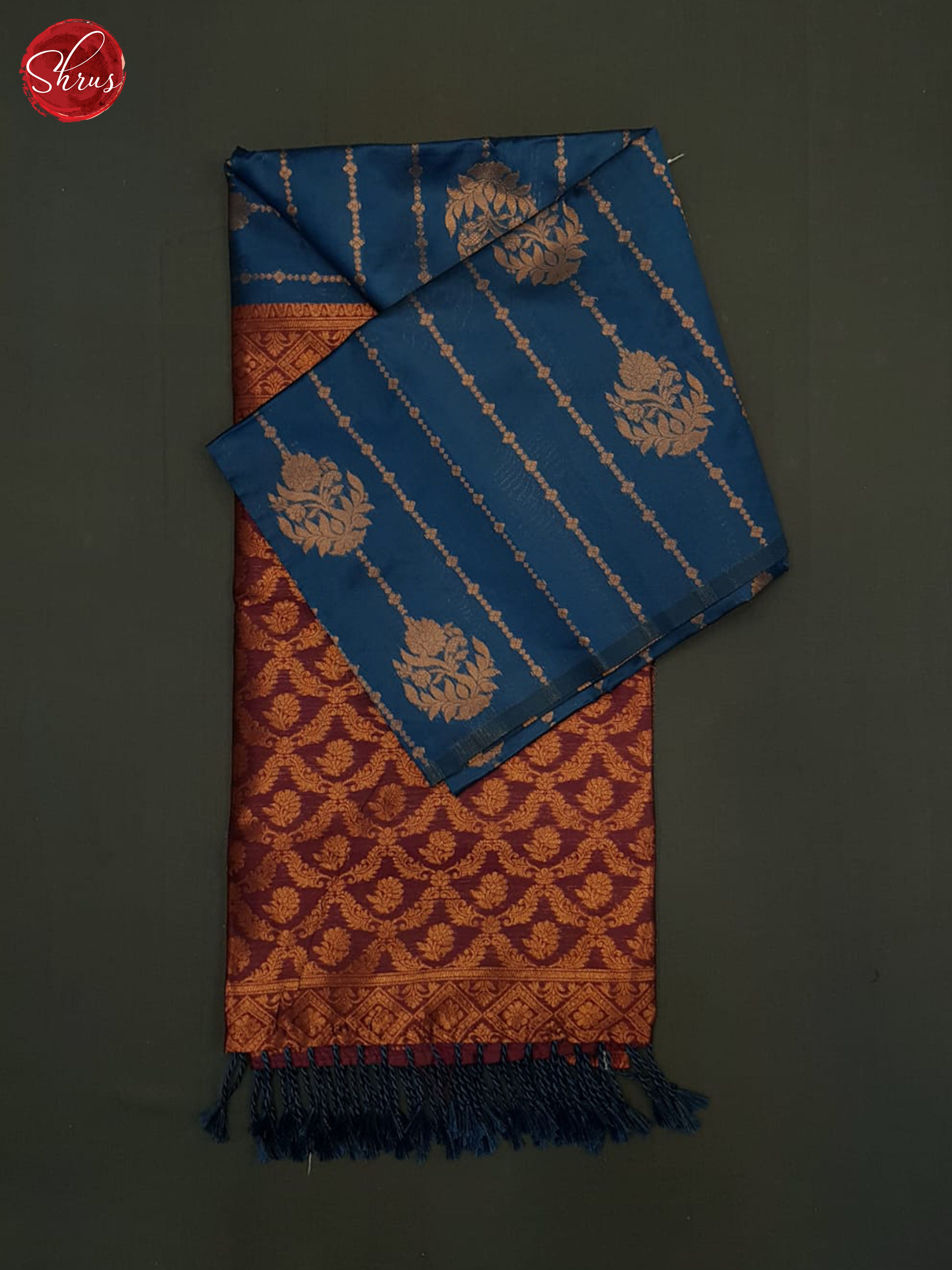 Blue And Maroon-Semi Soft silk saree - Shop on ShrusEternity.com