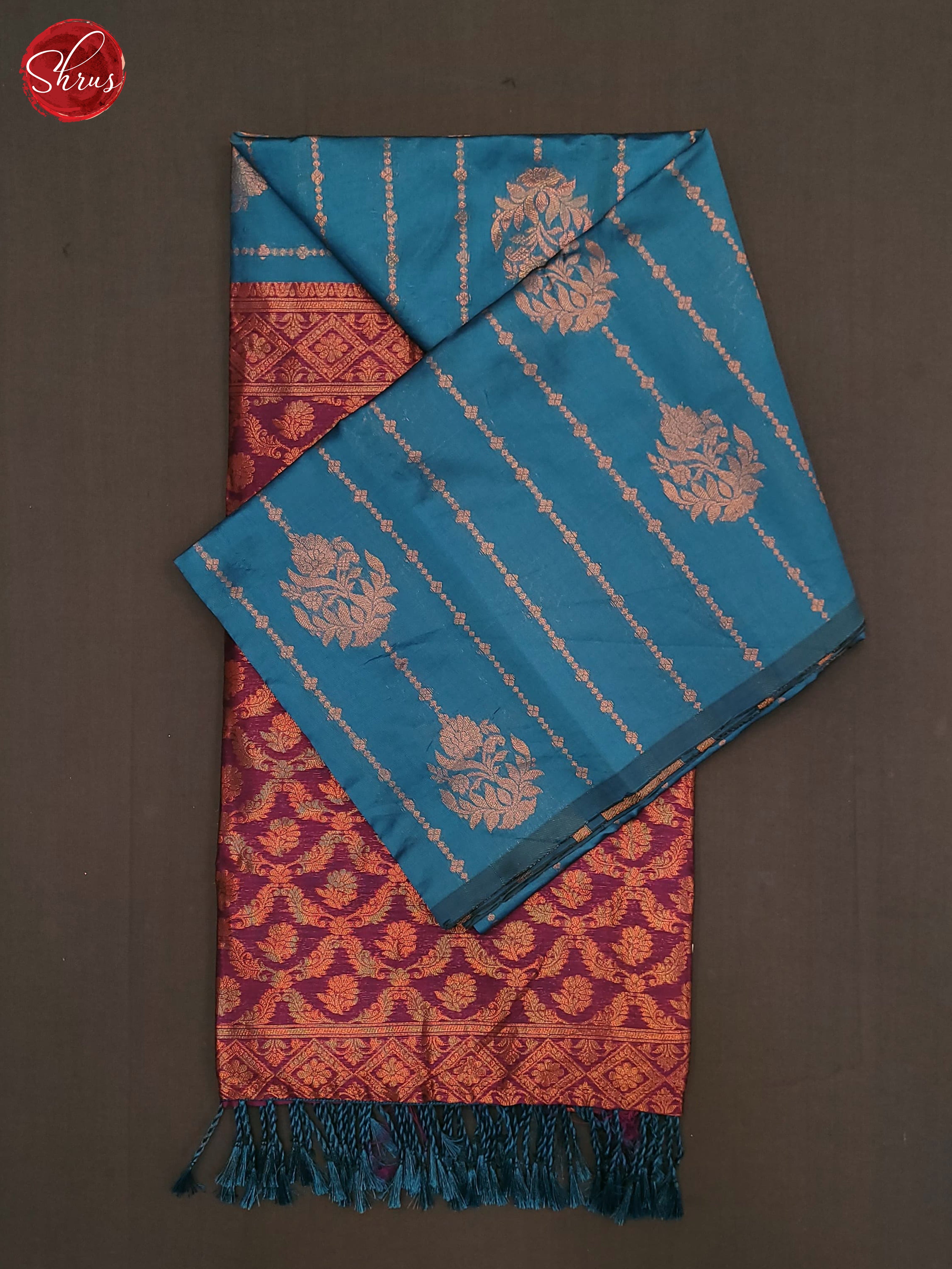 Blue & MAjenta - Semi Softsilk Saree - Shop on ShrusEternity.com