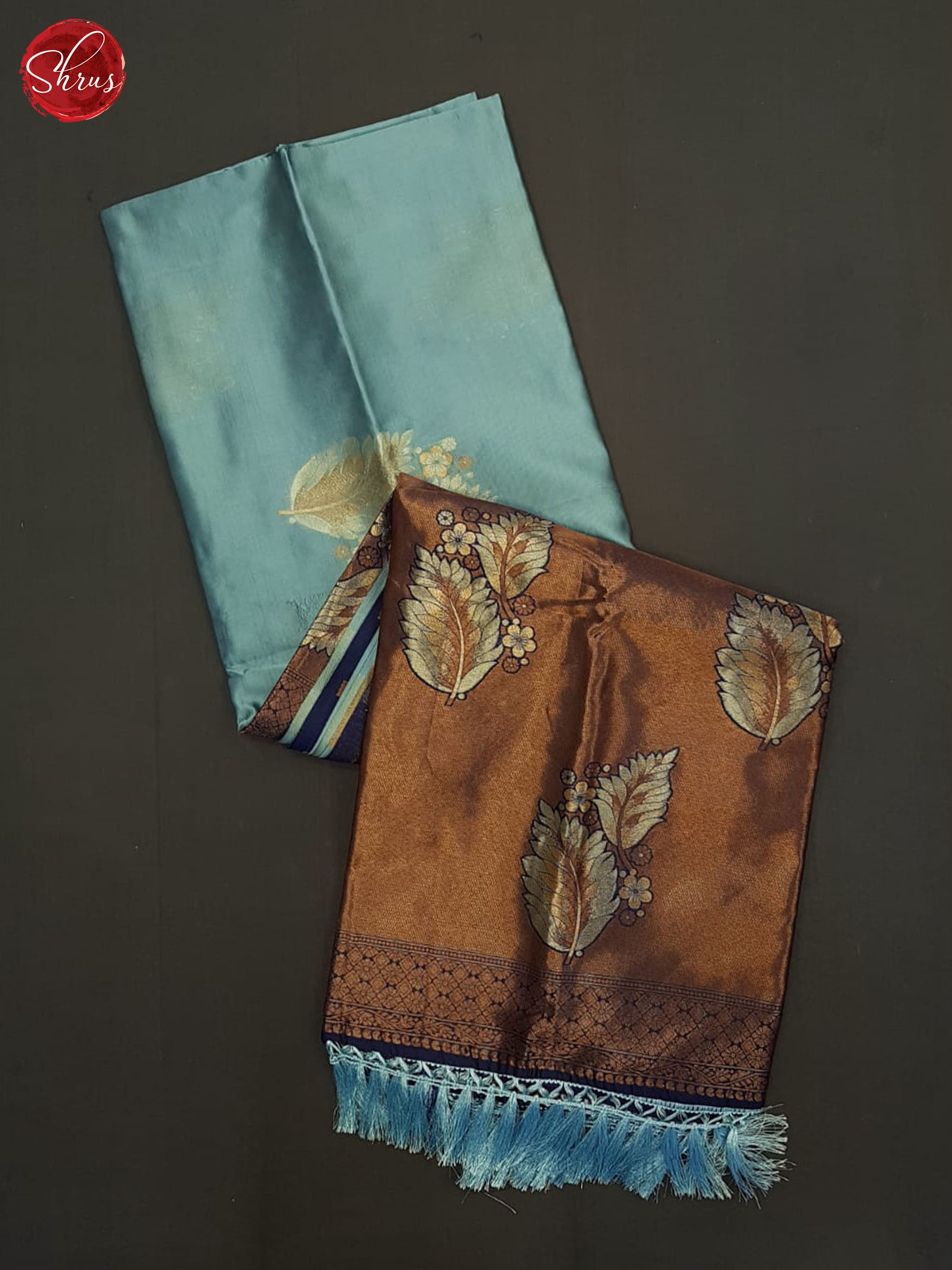 Light Blue and blue- semi soft silk saree - Shop on ShrusEternity.com