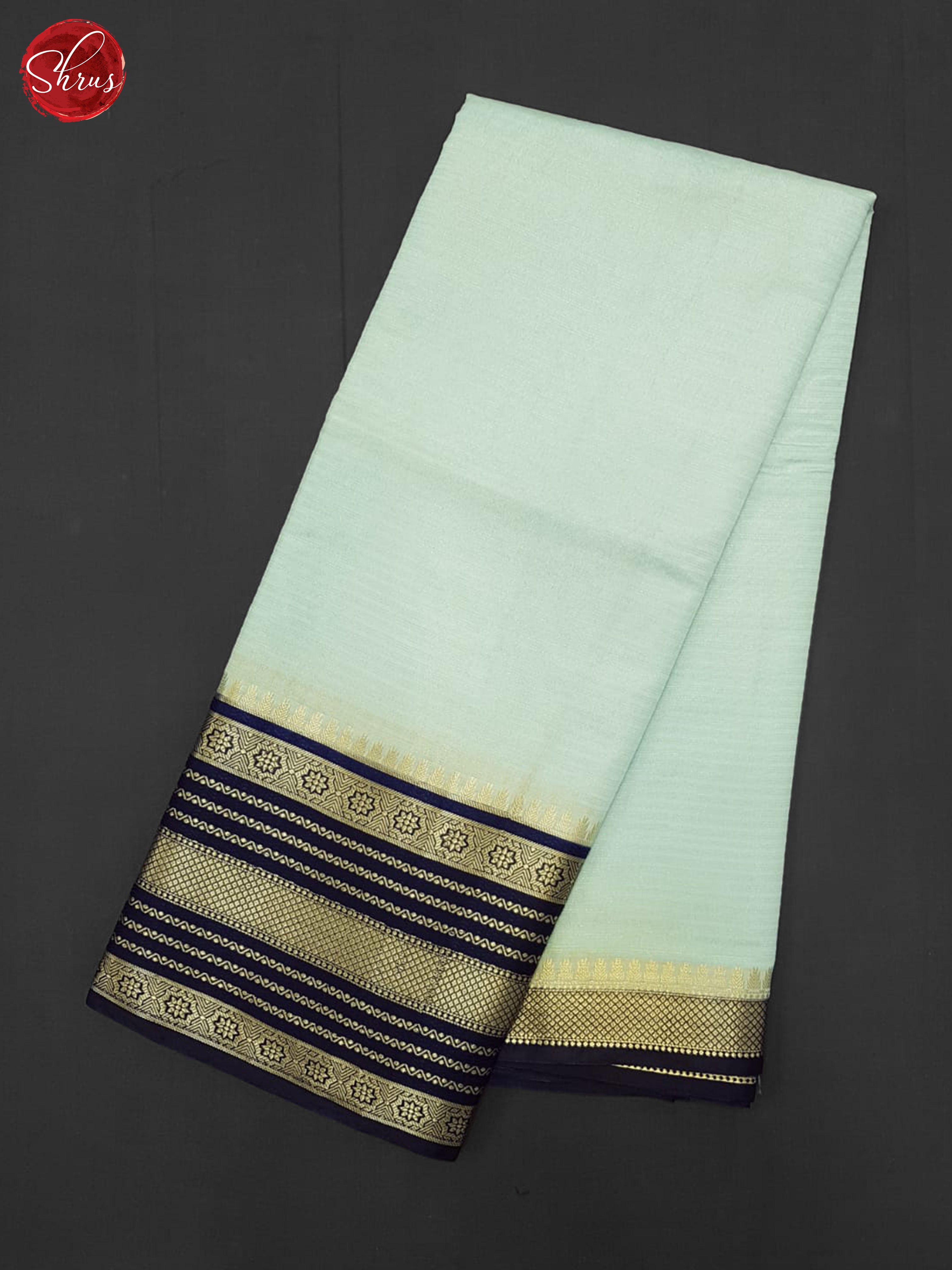 Ice blue and blue - Semi Dupion Silk Saree - Shop on ShrusEternity.com