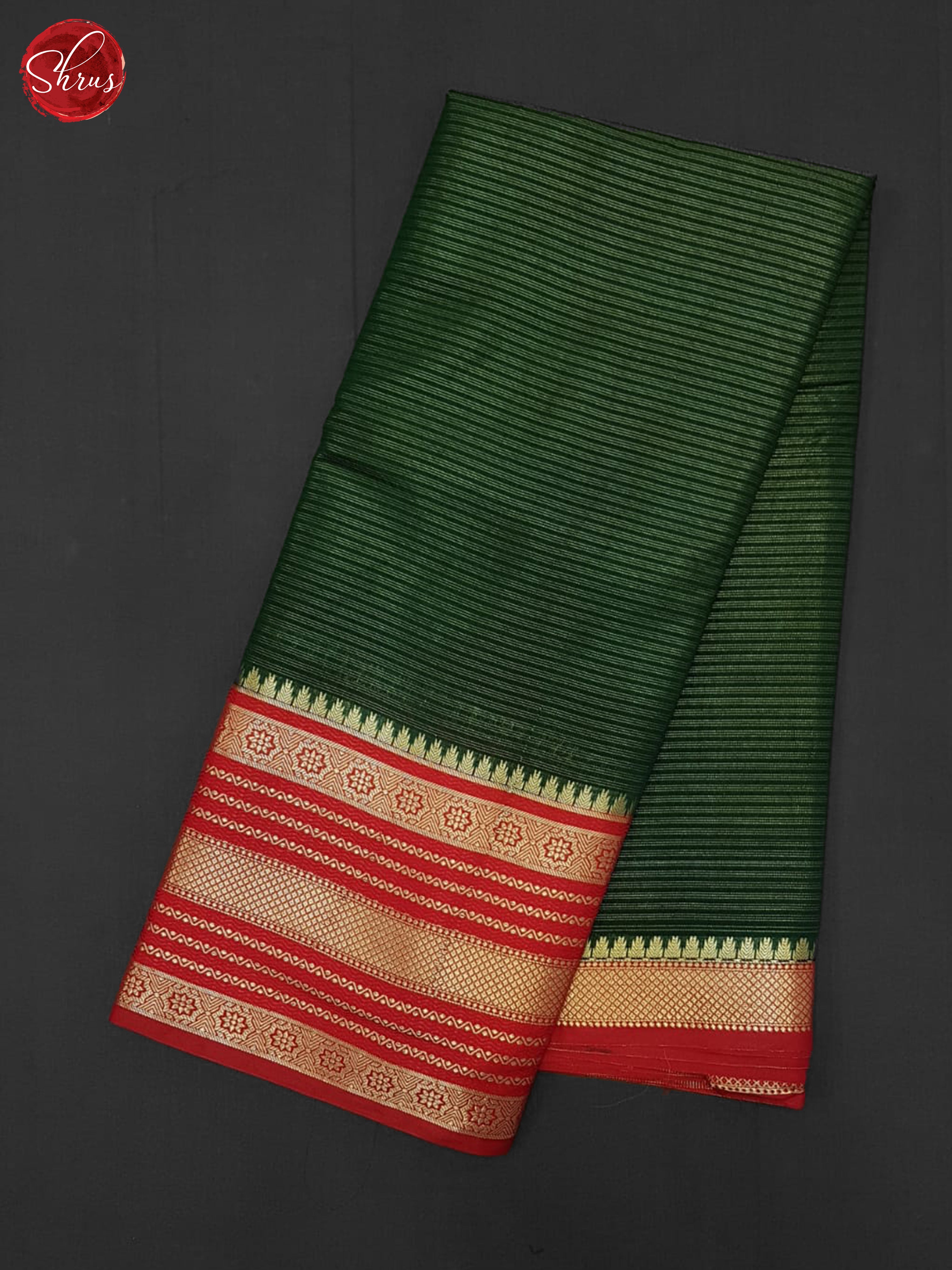 green and red - Semi Dupion Silk Saree - Shop on ShrusEternity.com