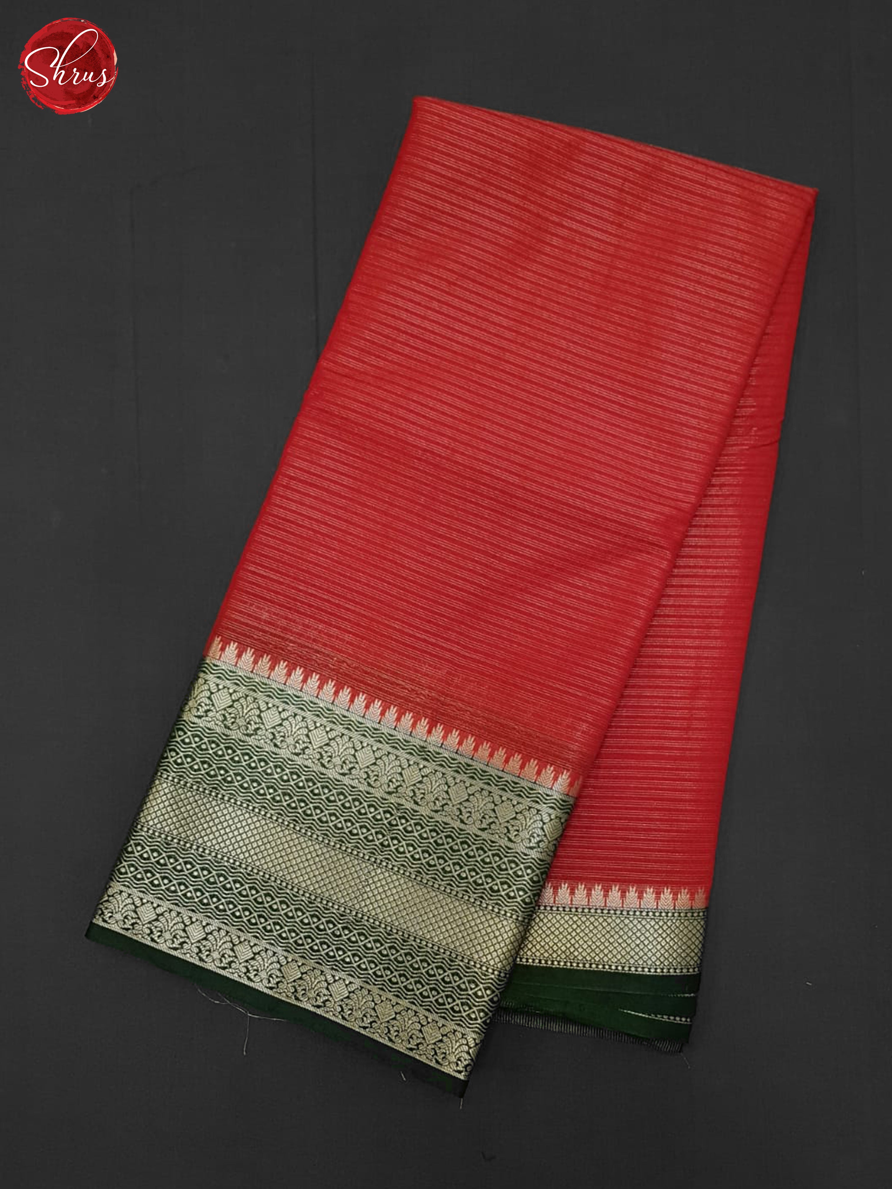 red and green - Semi Dupio Silk Saree - Shop on ShrusEternity.com