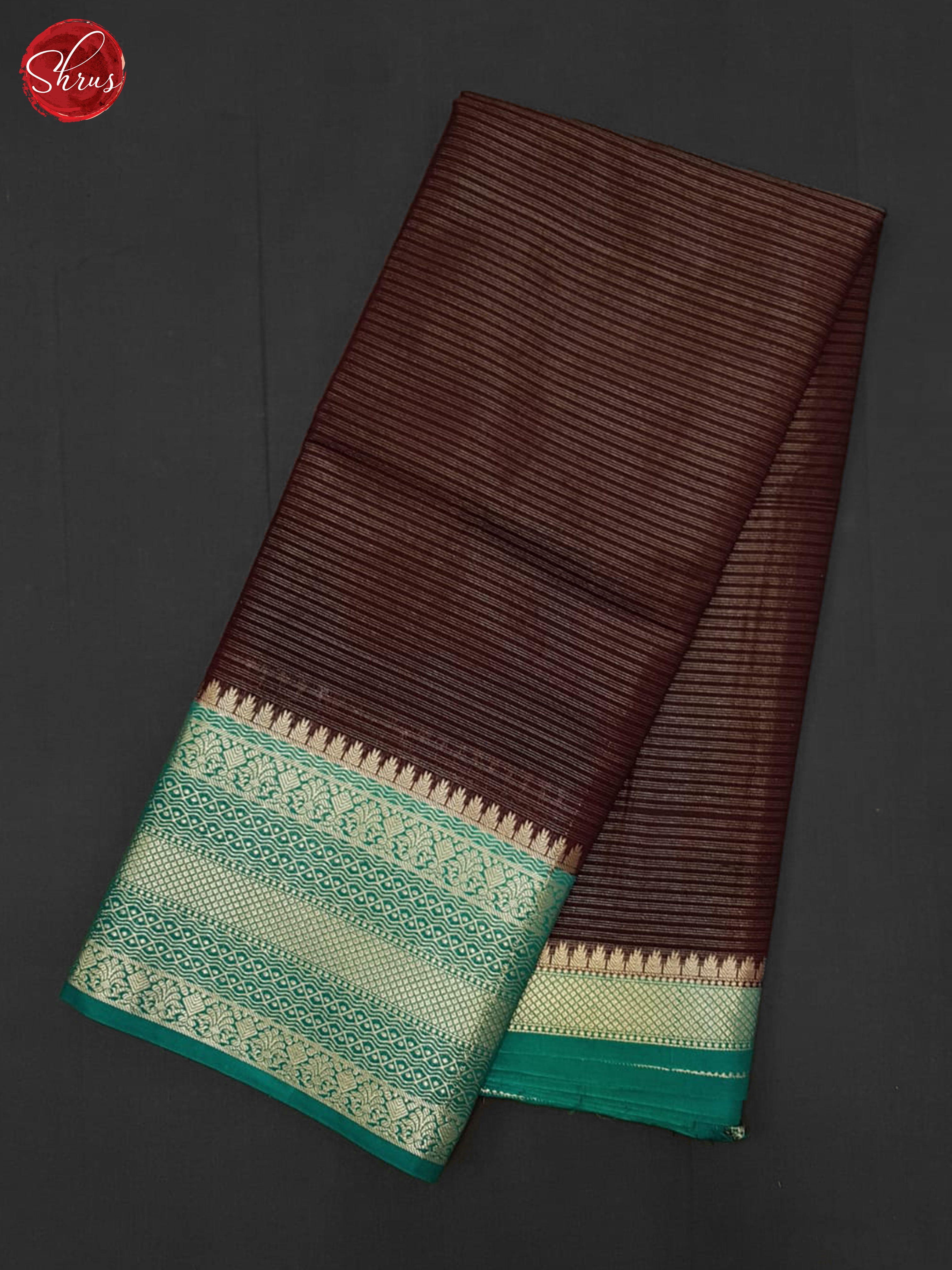 brown and blue - Semi Dupion Silk Saree - Shop on ShrusEternity.com