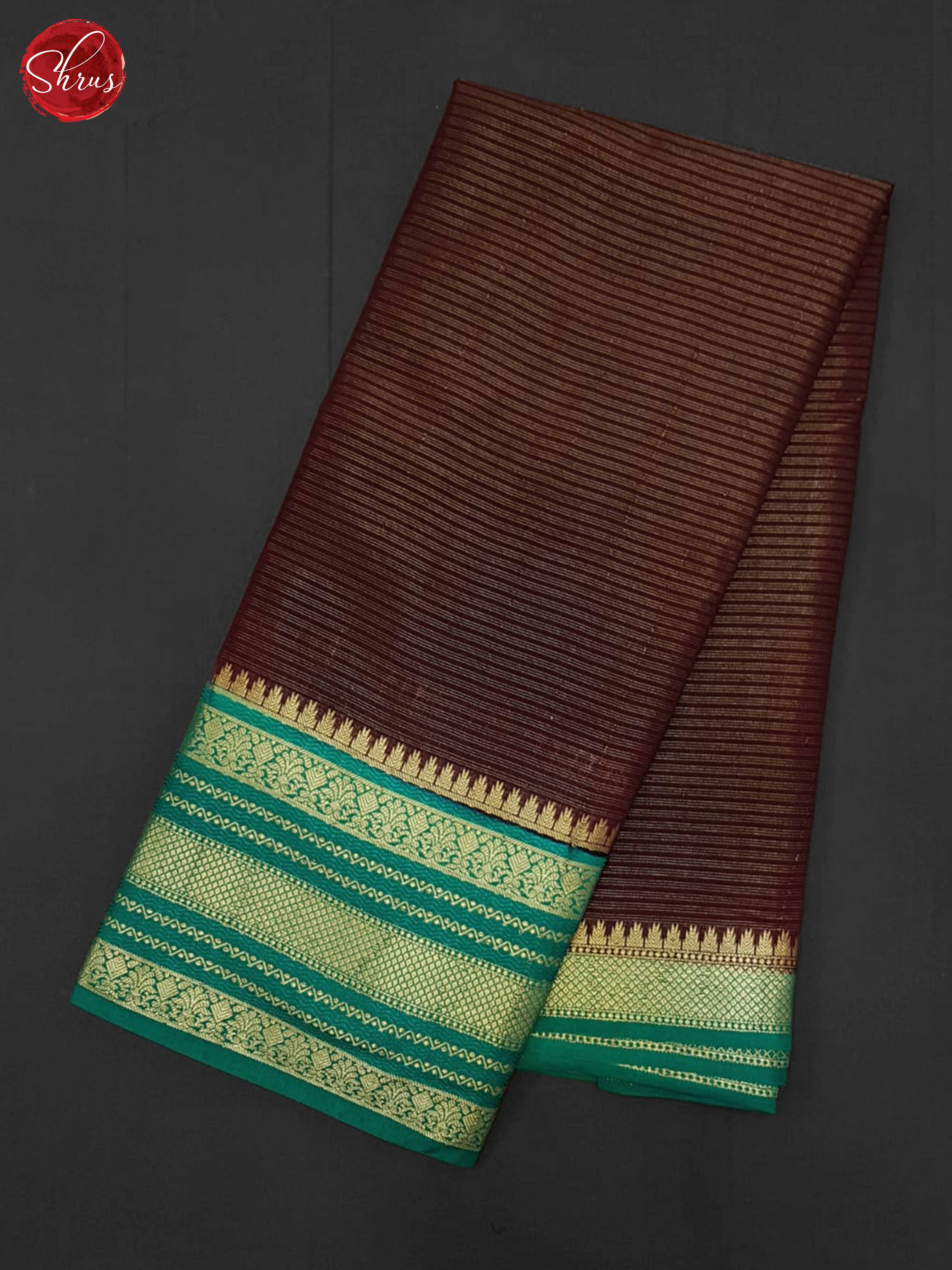 brown and green - Semi Dupion Silk saree - Shop on ShrusEternity.com