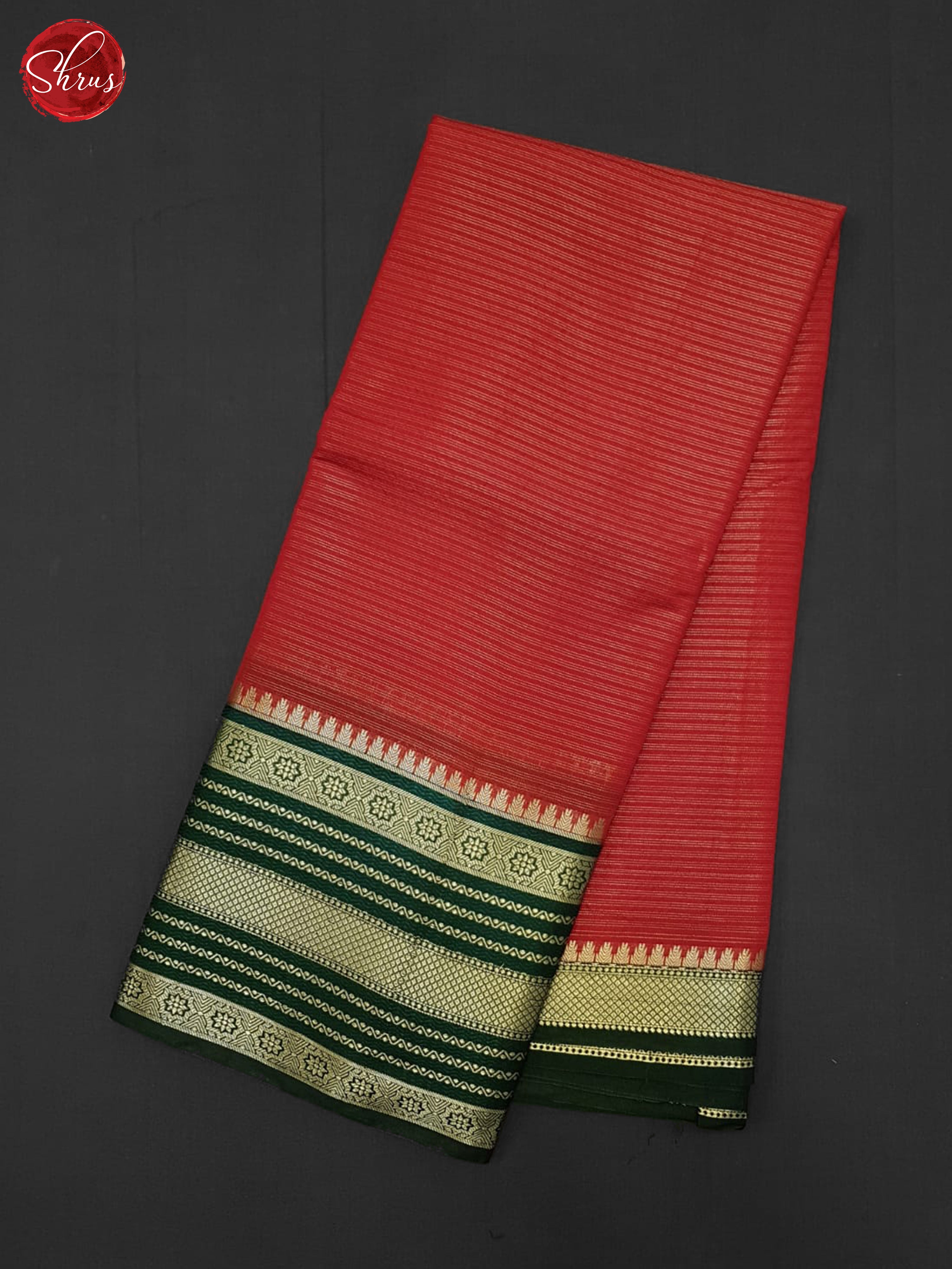 red and green- Semi Dupion Silk Saree - Shop on ShrusEternity.com