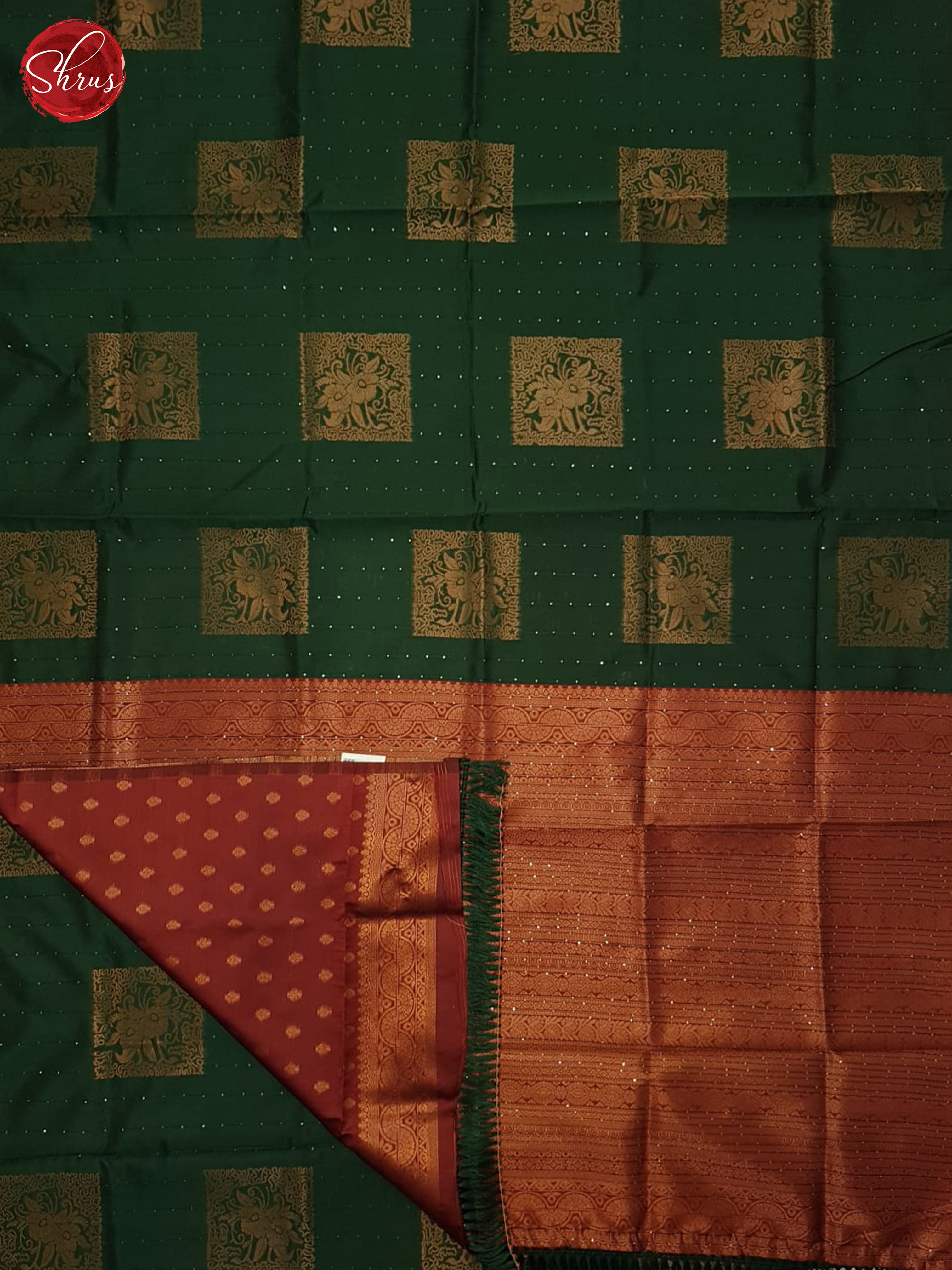 Green & Arakku Maroon - Semi Softsilk Saree - Shop on ShrusEternity.com